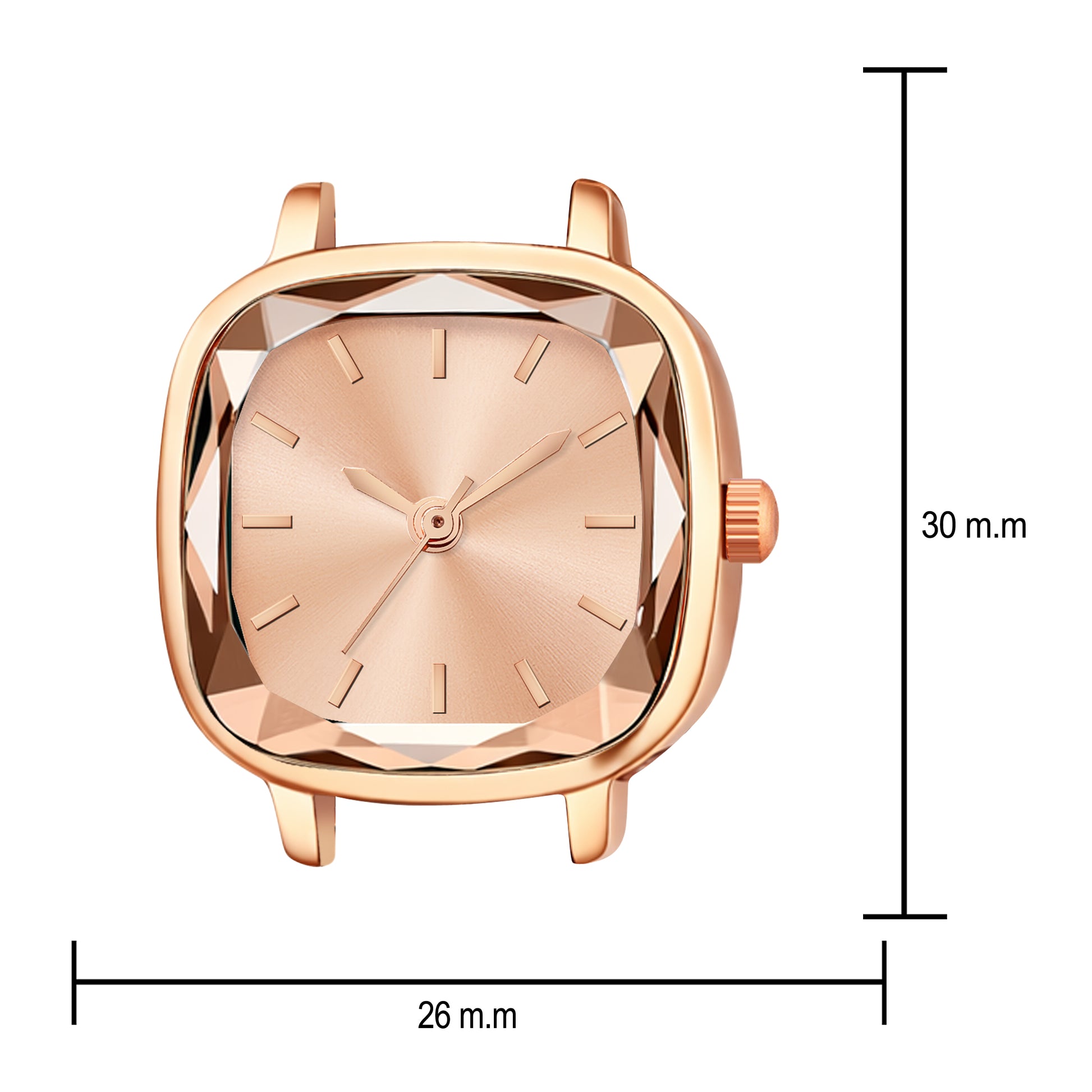 Luxury Rose Gold Square Watch for Women – Premium Diamond-Cut Glass Analog Watch with Champagne Rose Dial