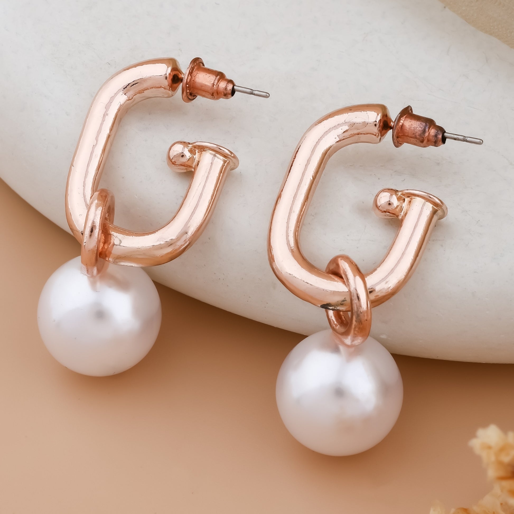 Pearl Hug Hoops Earrings