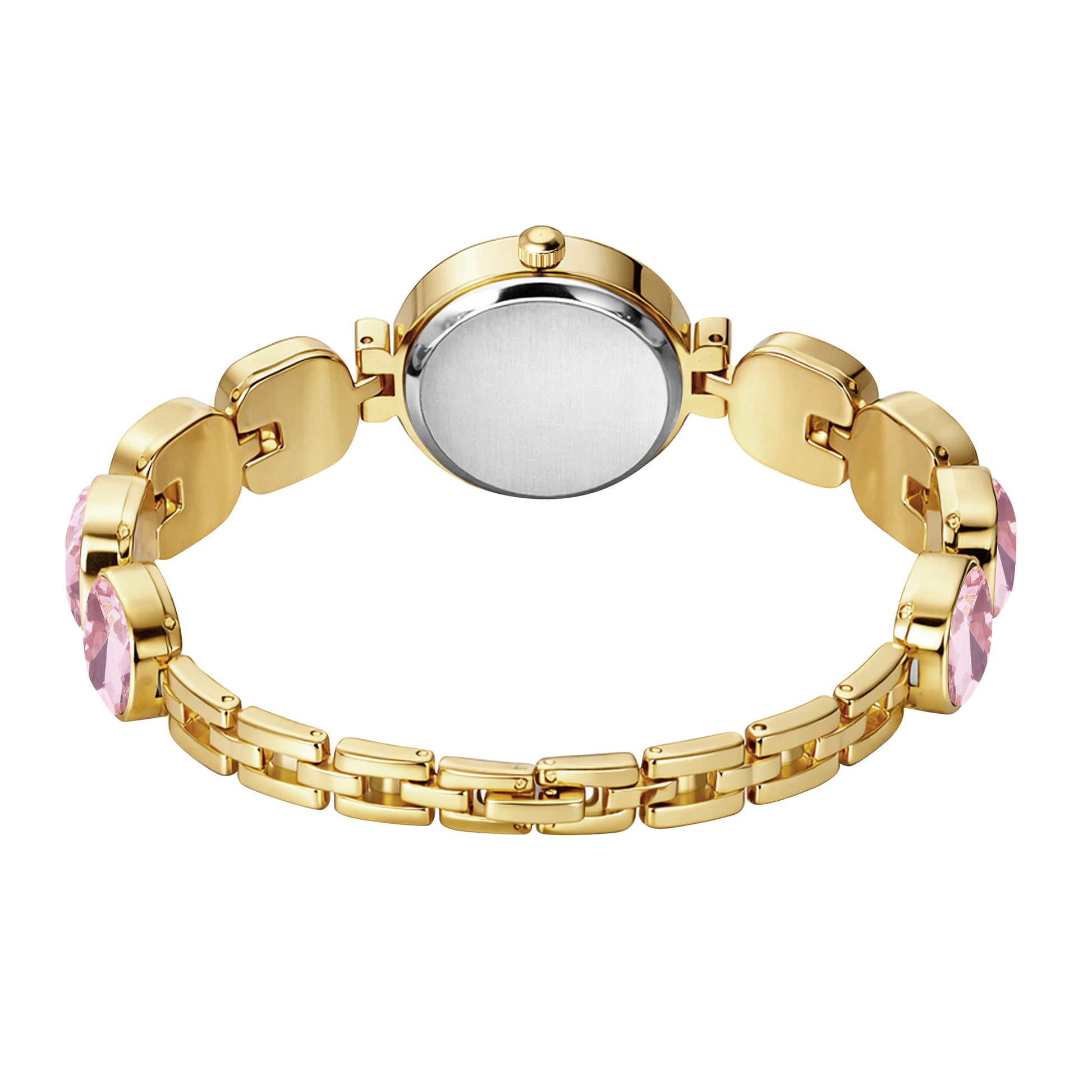 Luxury Four-Leaf Clover Pink Crystal Bracelet Watch – Premium Gold-Plated Floral Analog Watch with Zircon Accents