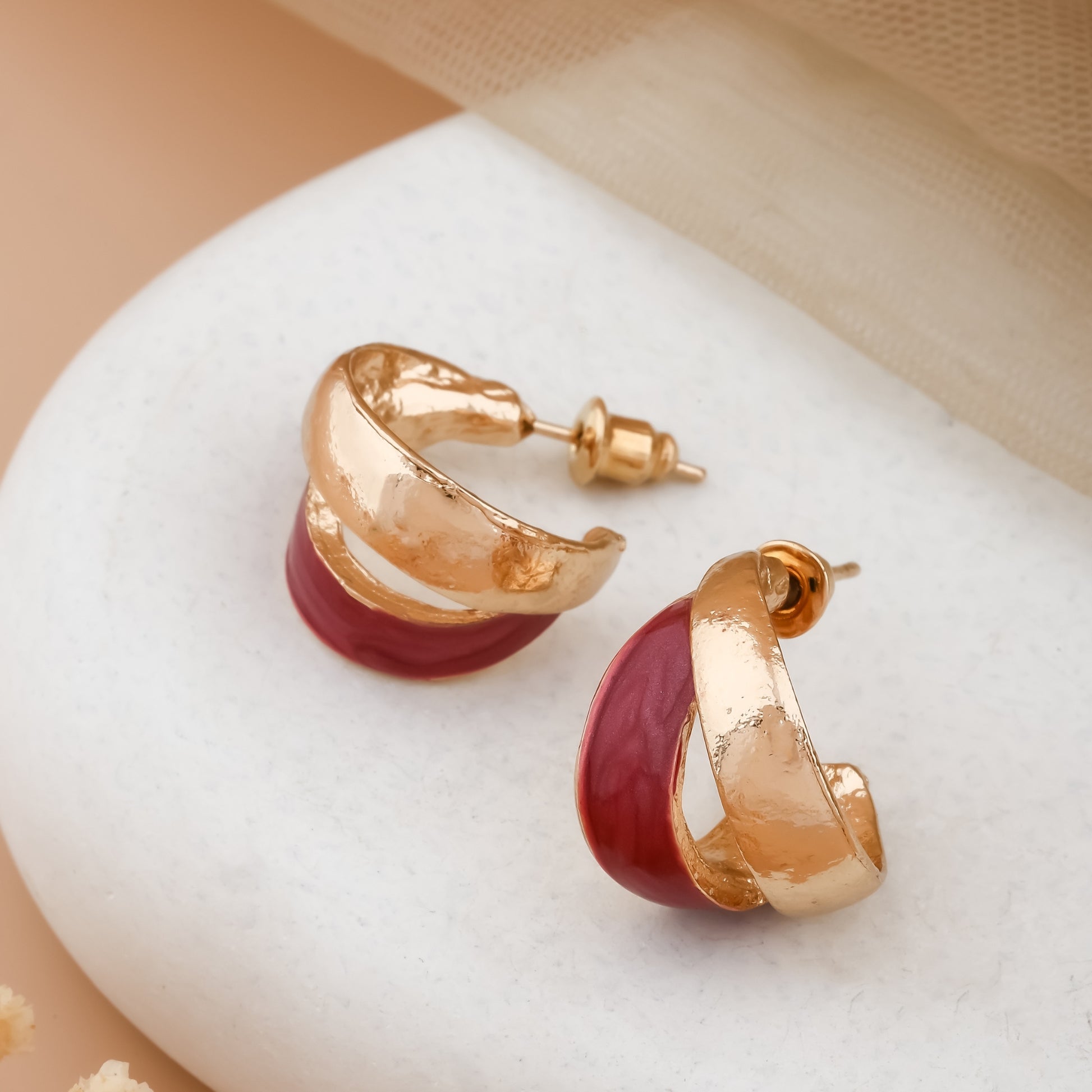 Twisted Enamel Half Hoops