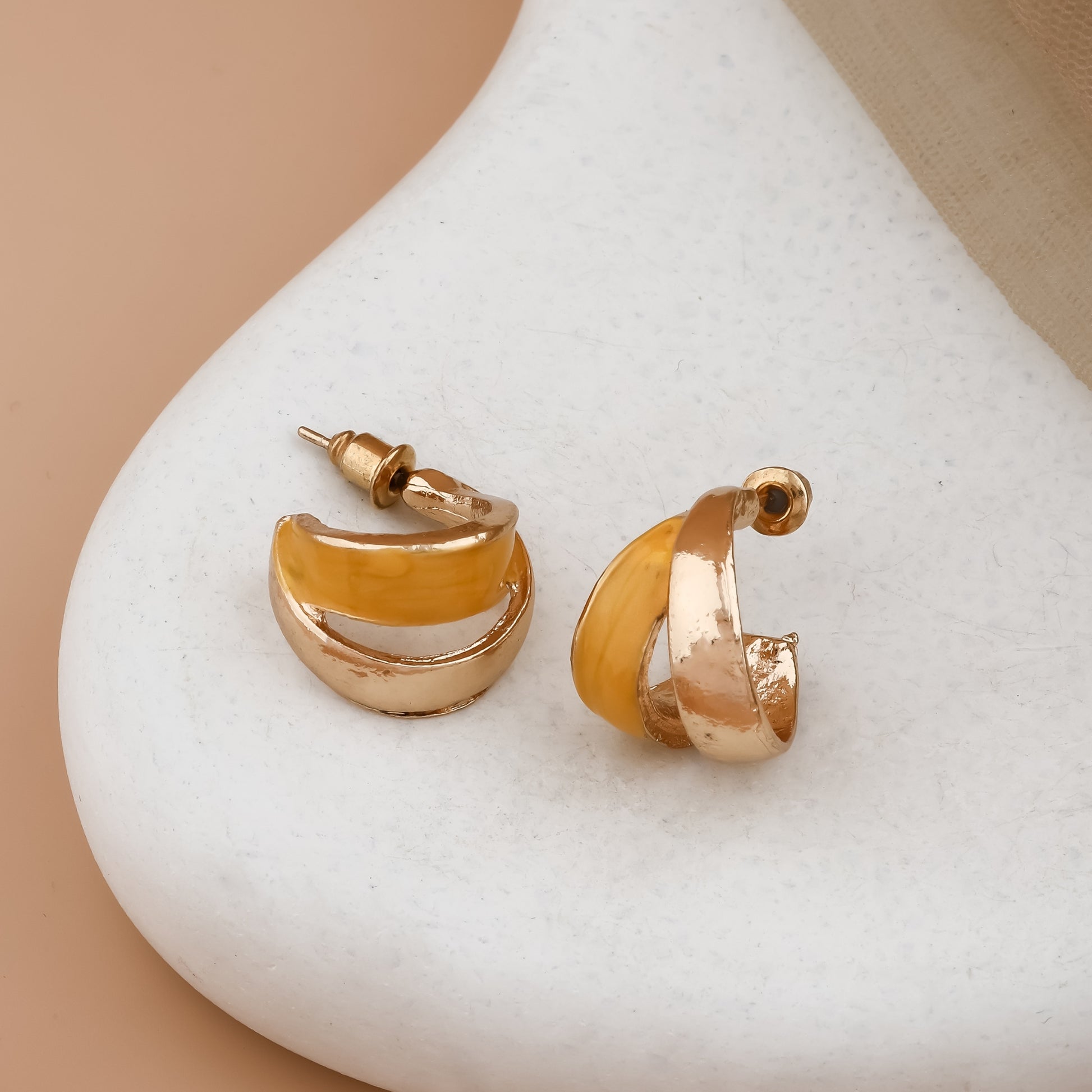 Twisted Enamel Half Hoops