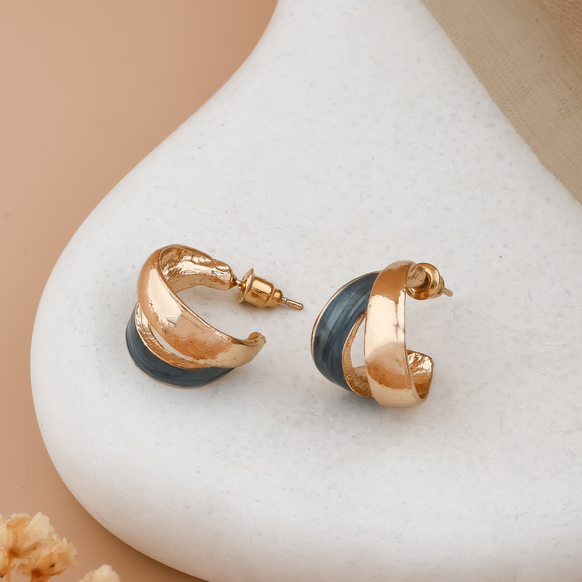 Twisted Enamel Half Hoops