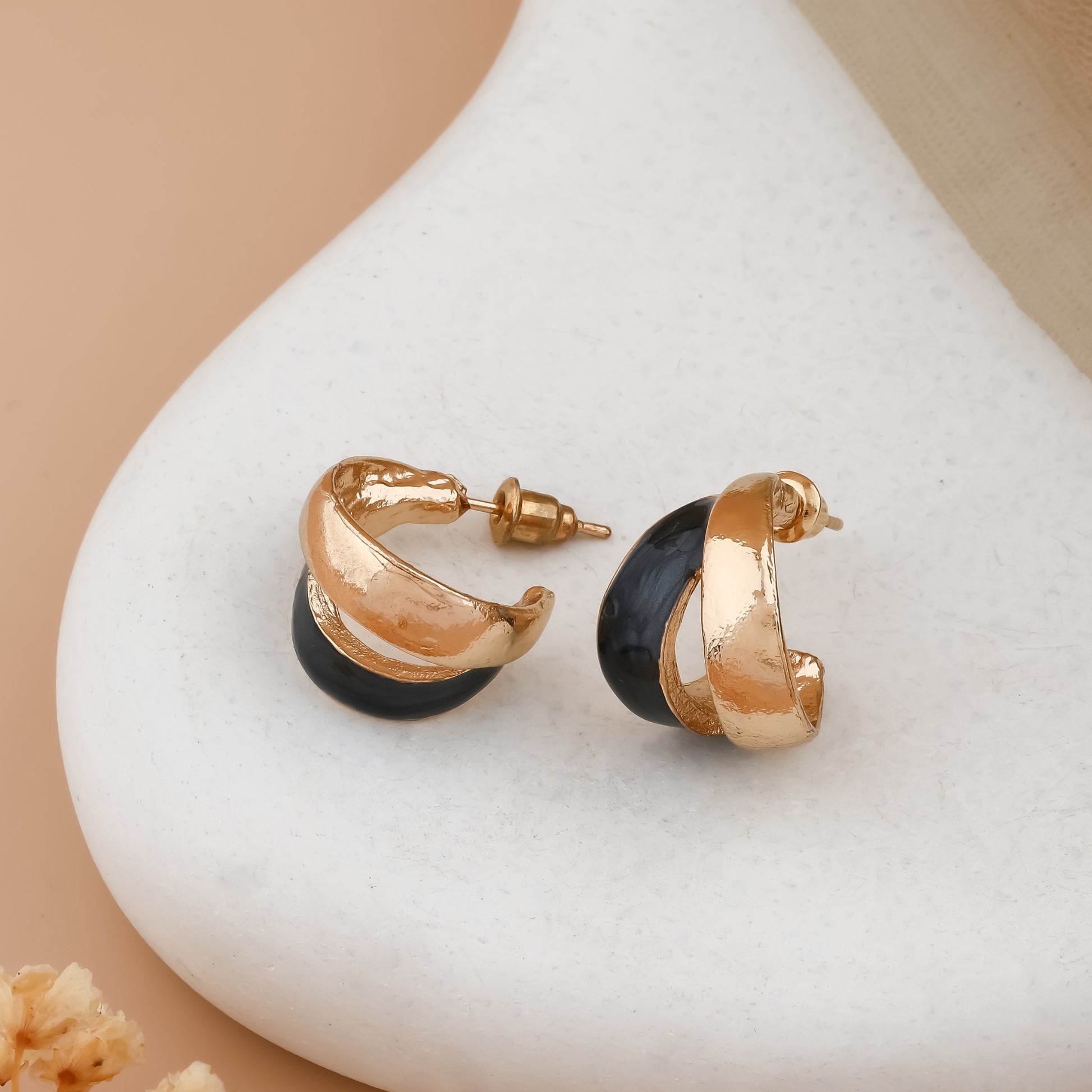 Twisted Enamel Half Hoops