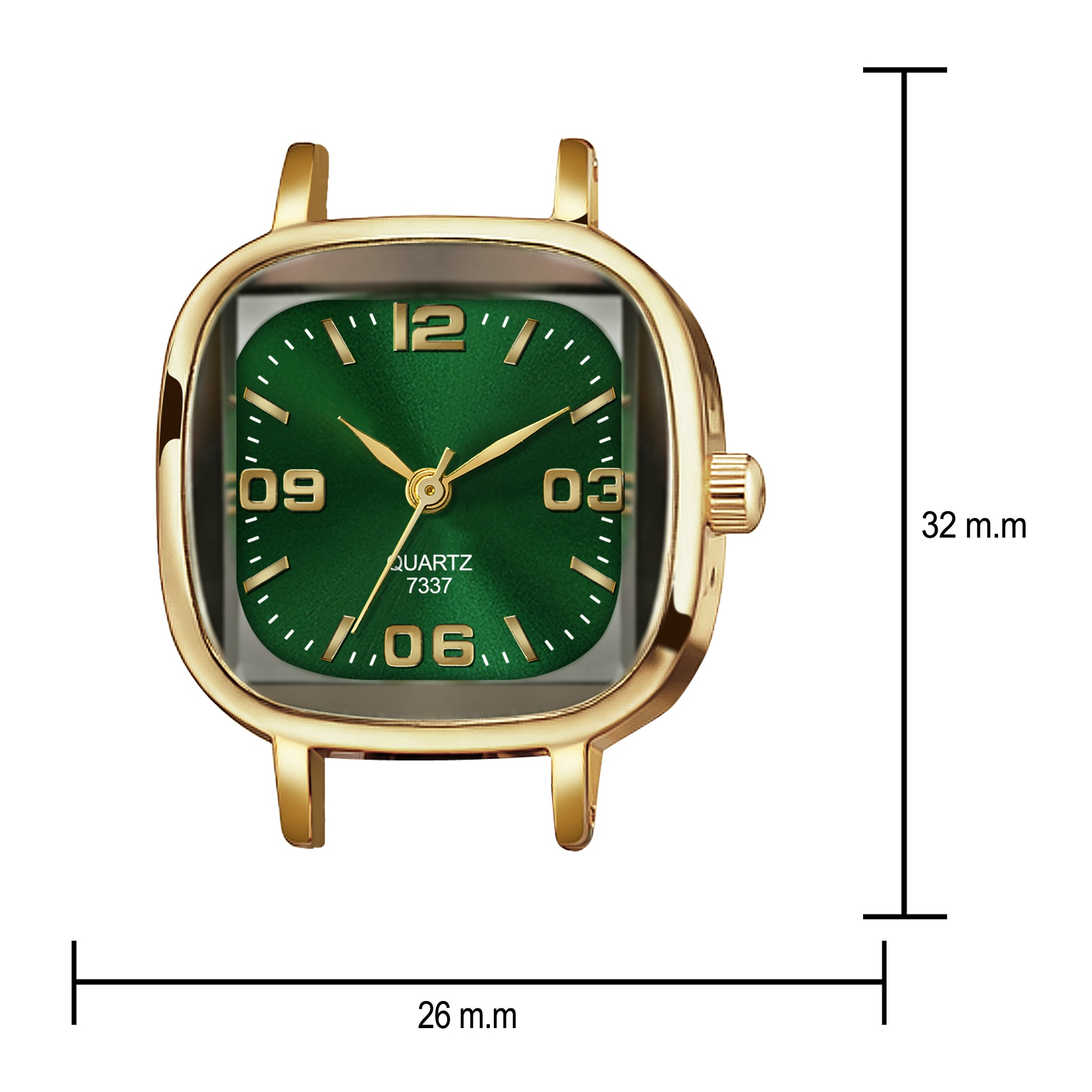 Luxury Emerald Green Crystal Bracelet Watch for Women – Vintage Gold-Plated Square Dial Analog Watch