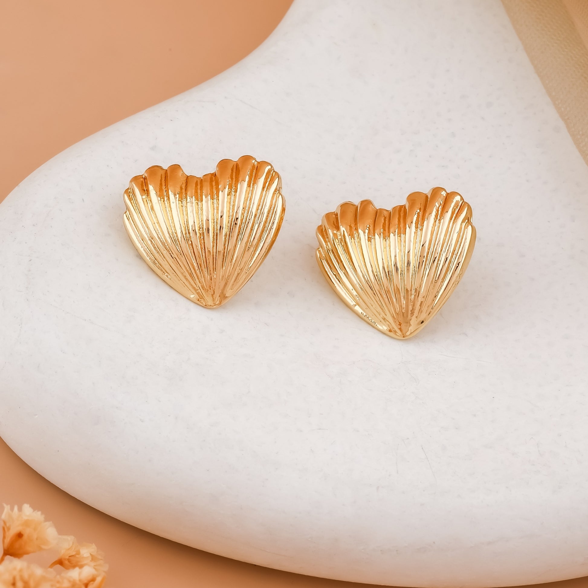 Gold Heart Stud Earrings for Women