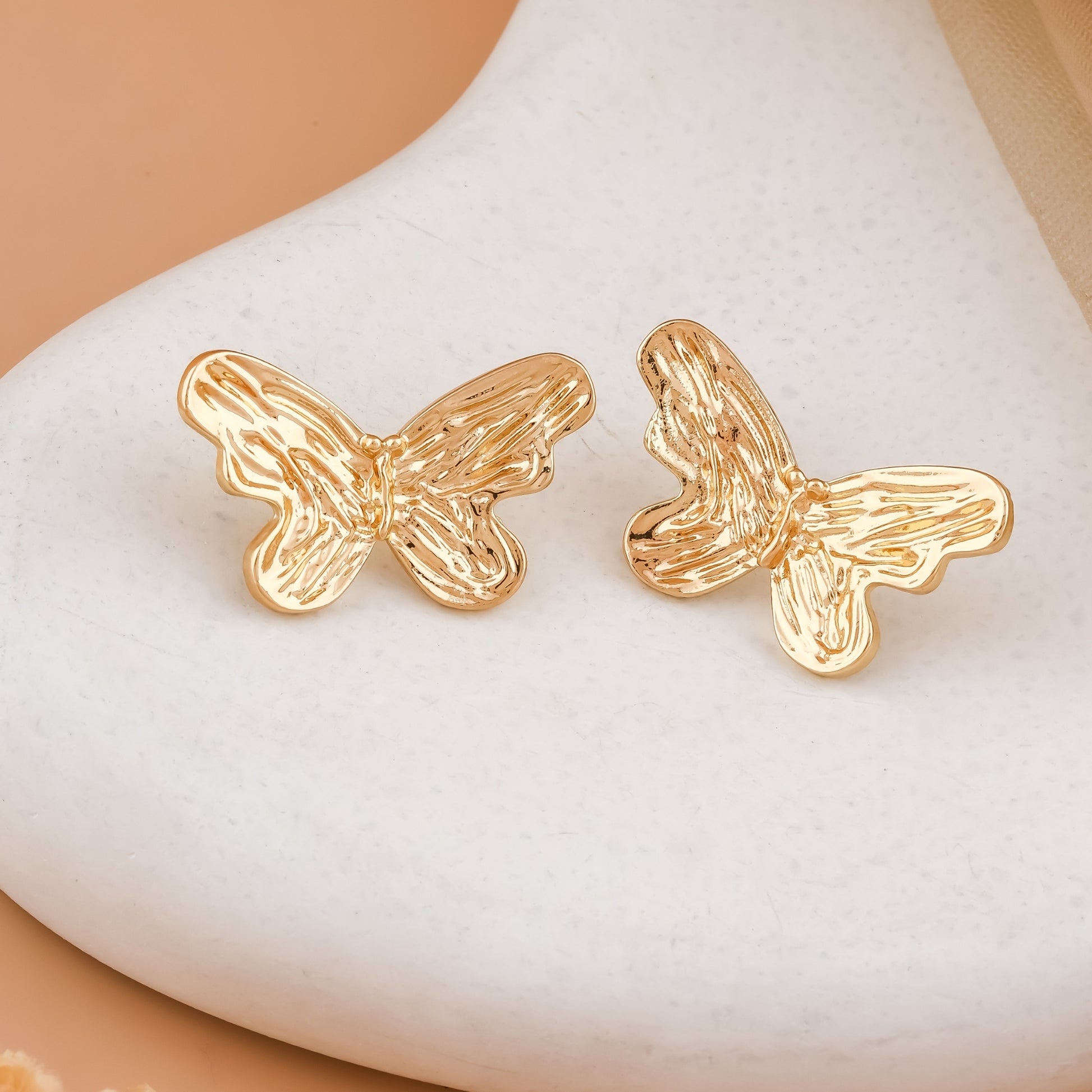 Gold Butterfly Stud Earrings