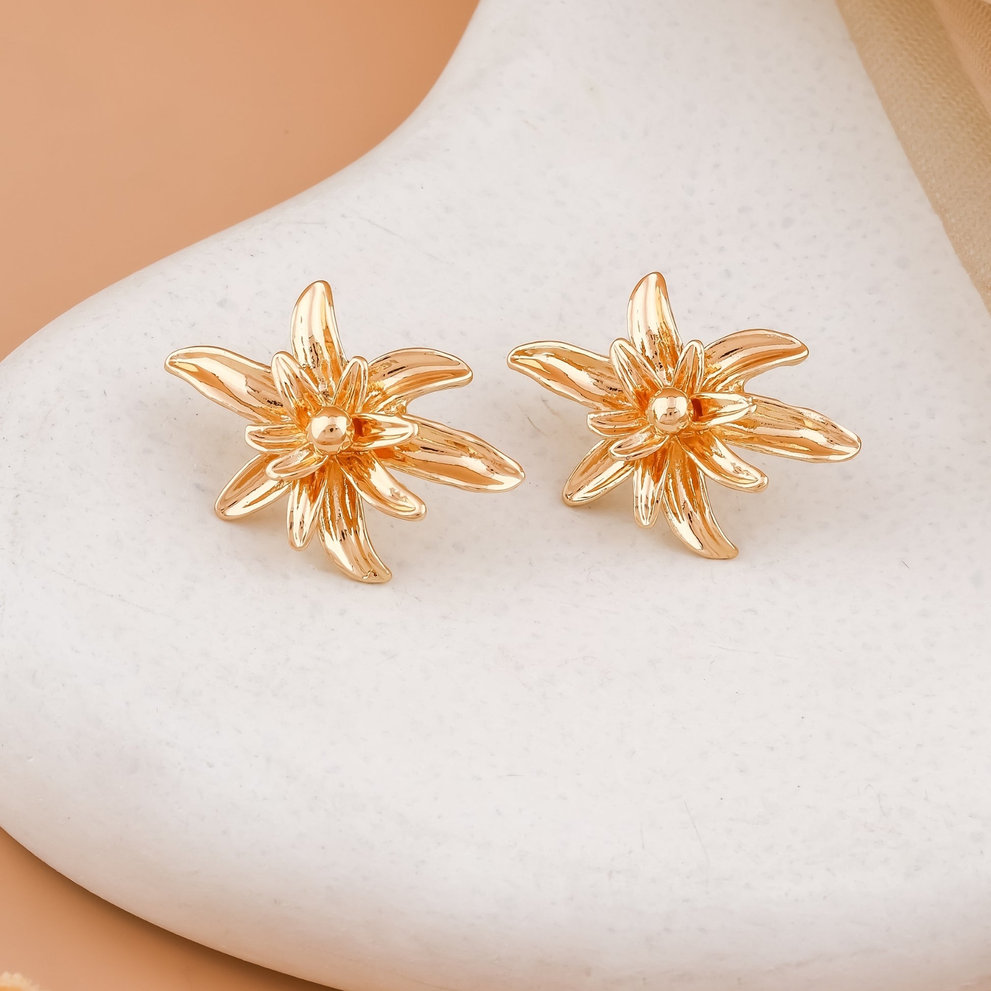 Gold Floral Stud Earrings