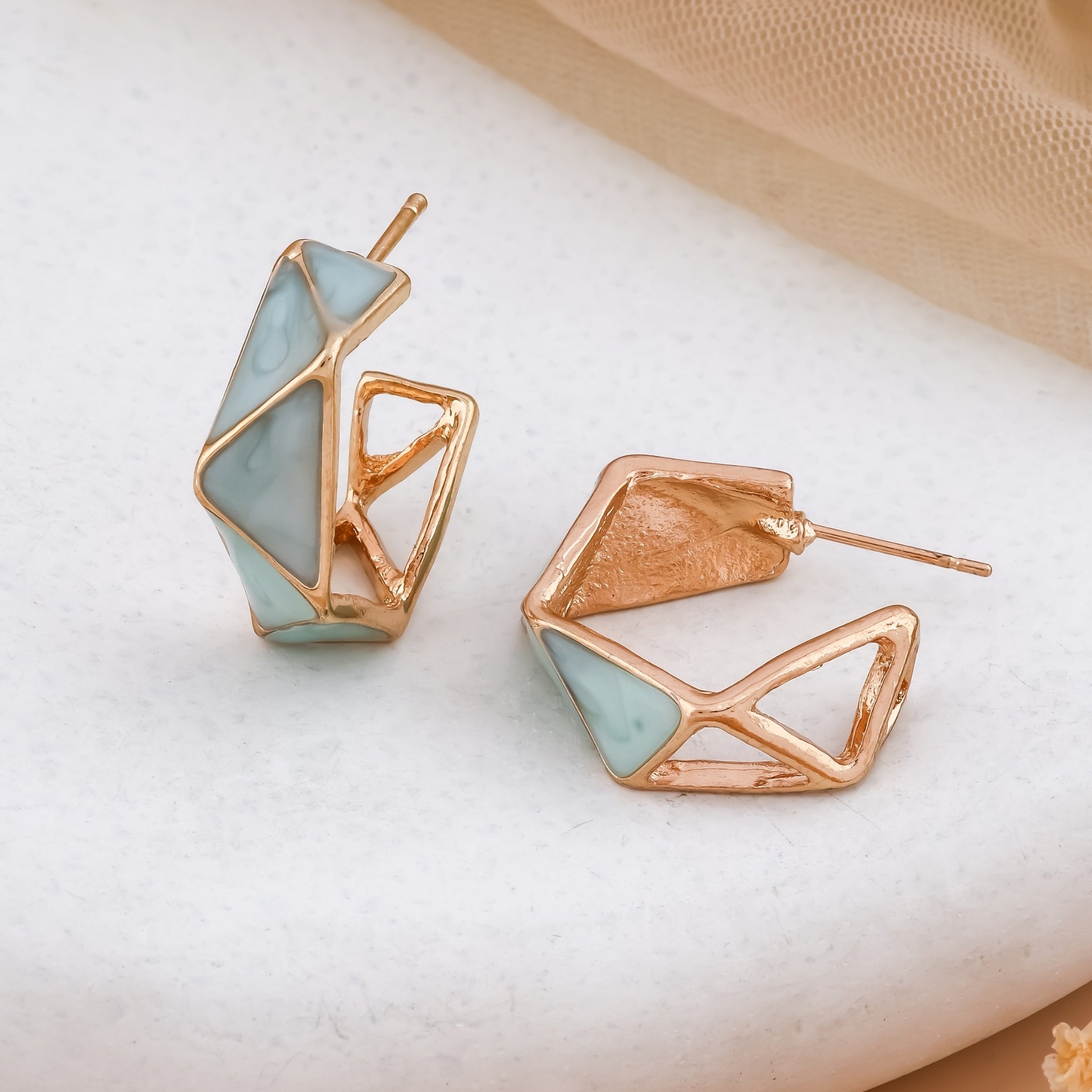 Geometric Enamel Stud Earrings