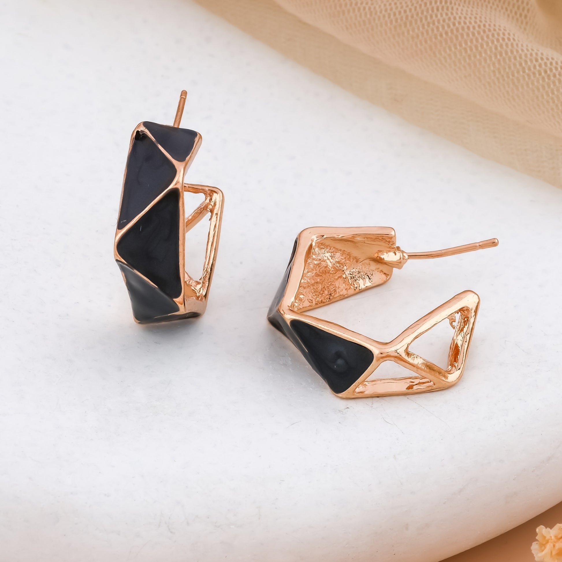 Geometric Enamel Stud Earrings