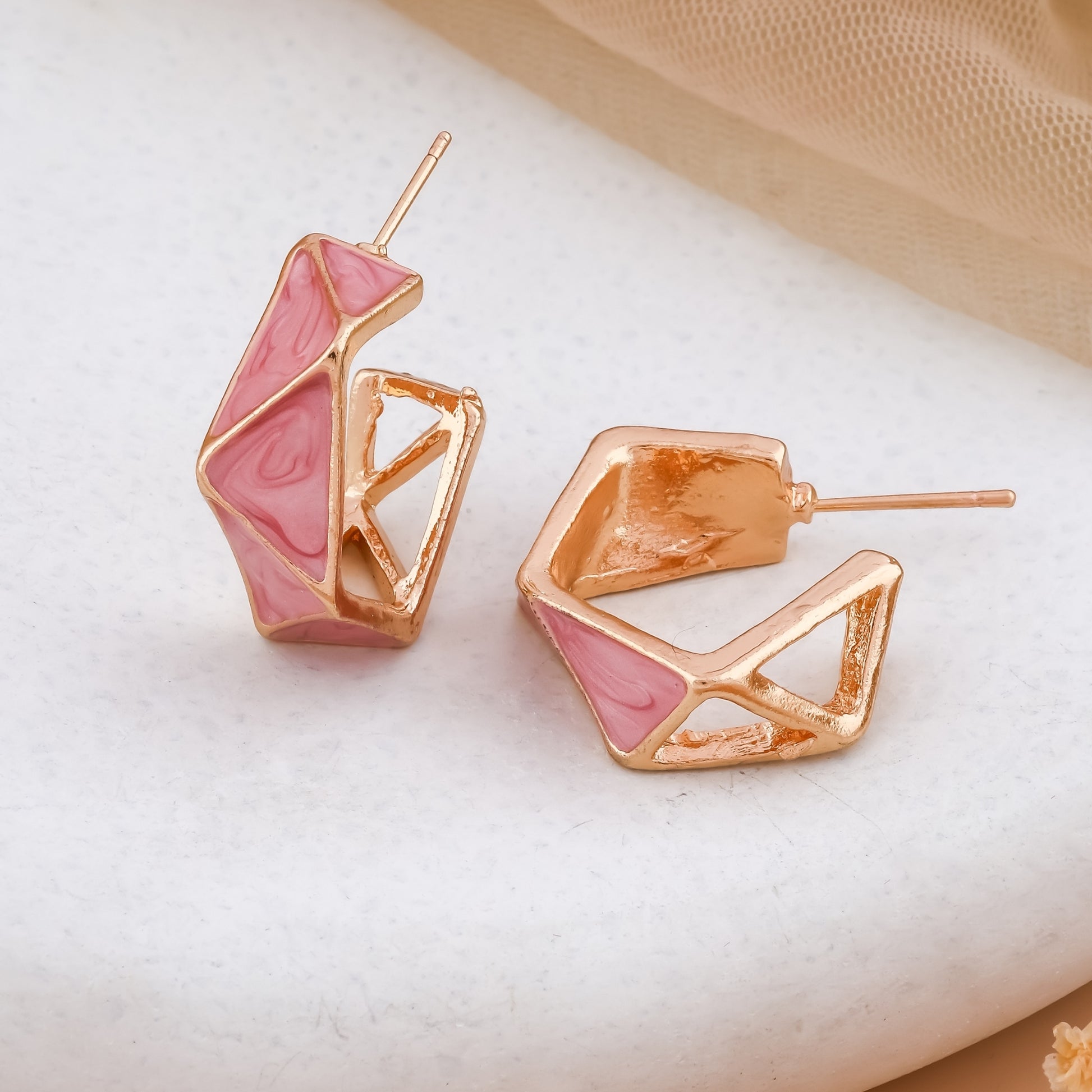 Geometric Enamel Stud Earrings