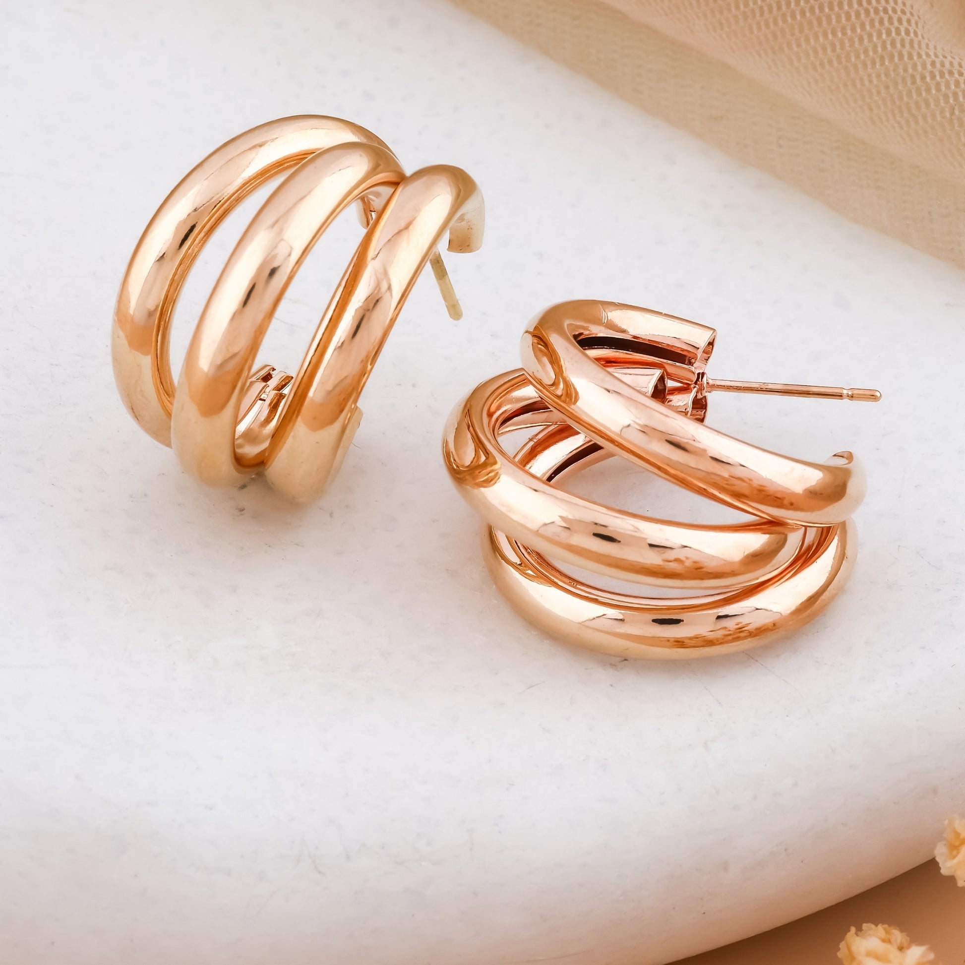 Chunky Triple Hoop Earrings