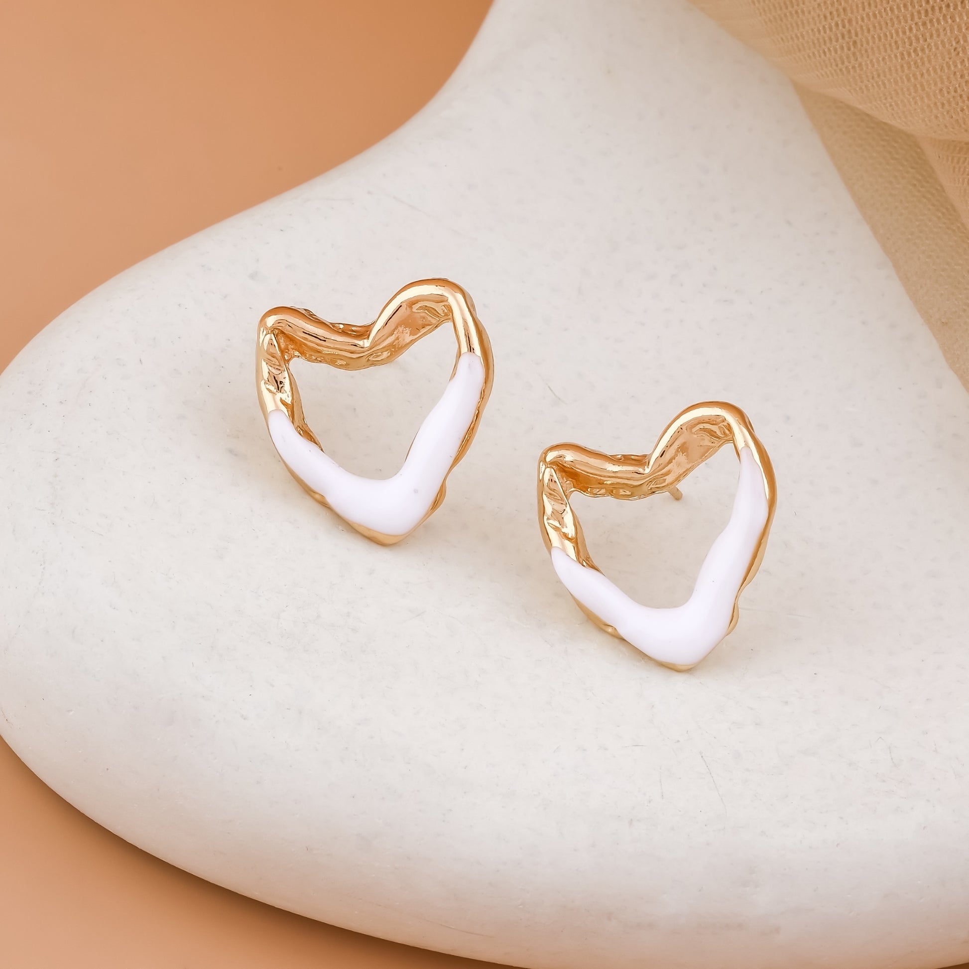 Enamel Heart Stud Earrings