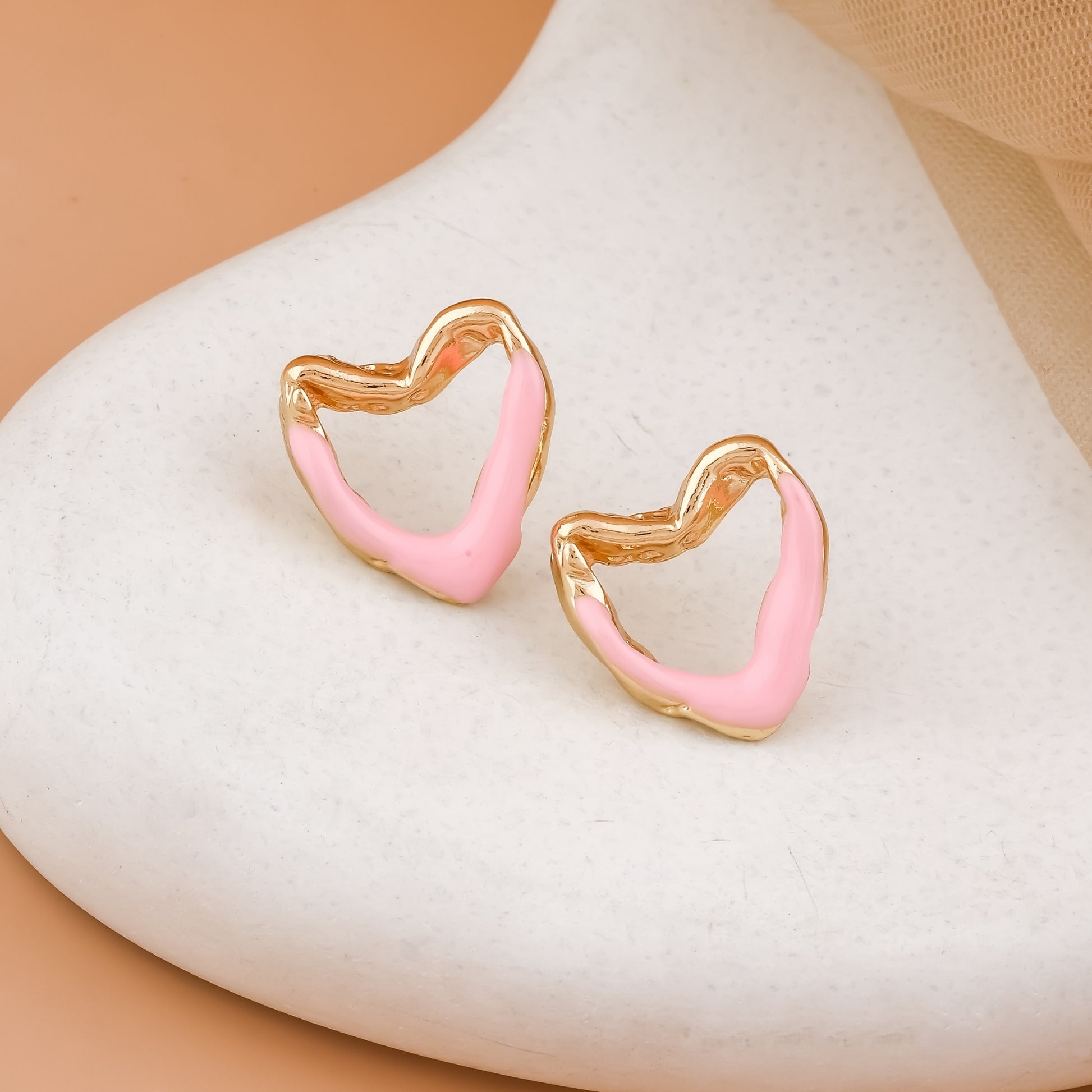 Enamel Heart Stud Earrings