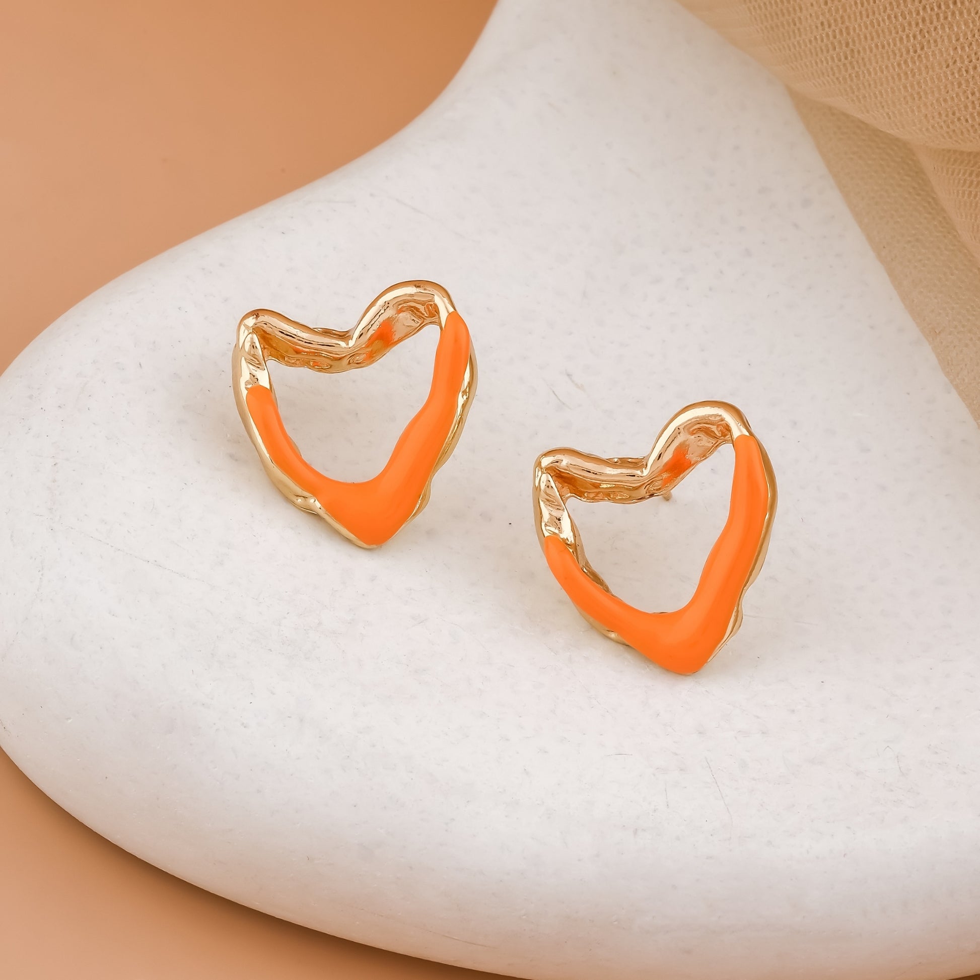 Enamel Heart Stud Earrings