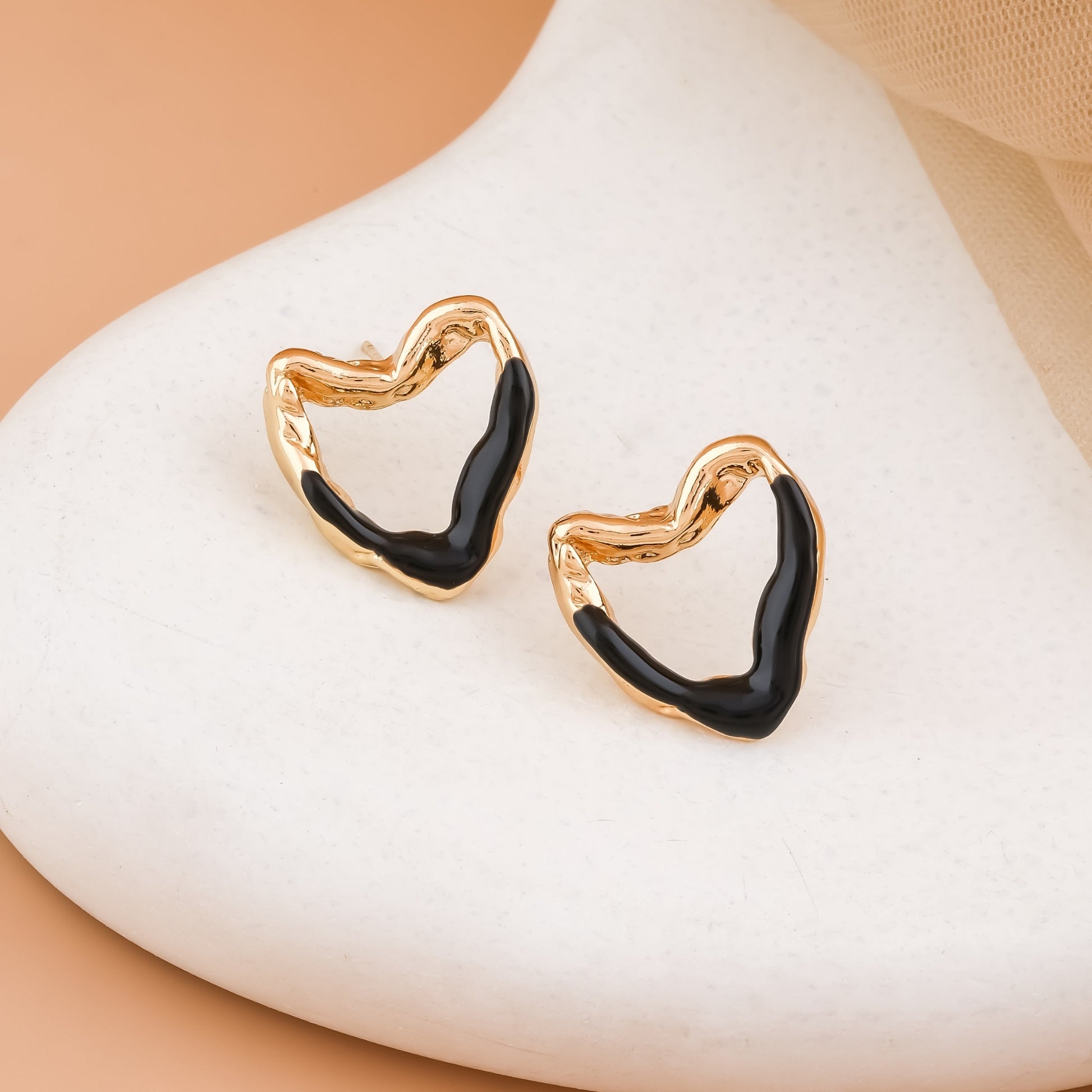 Enamel Heart Stud Earrings
