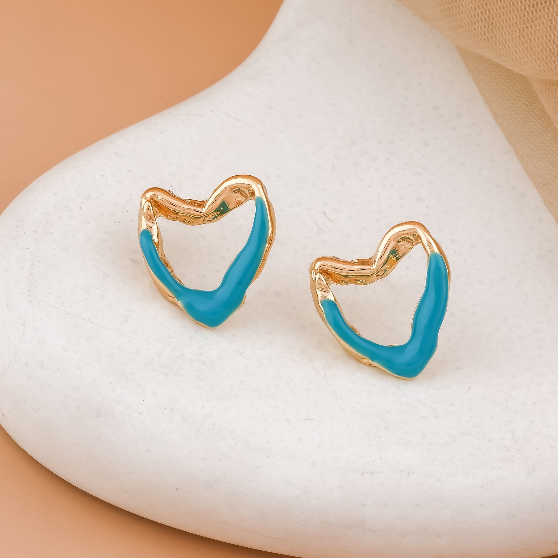 Enamel Heart Stud Earrings