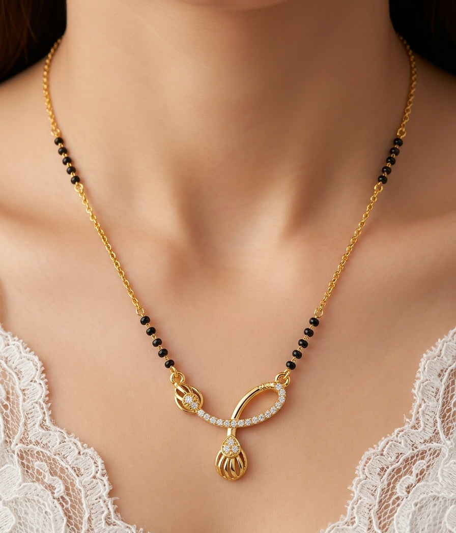 Modern Crown-Style Floral Mangalsutra