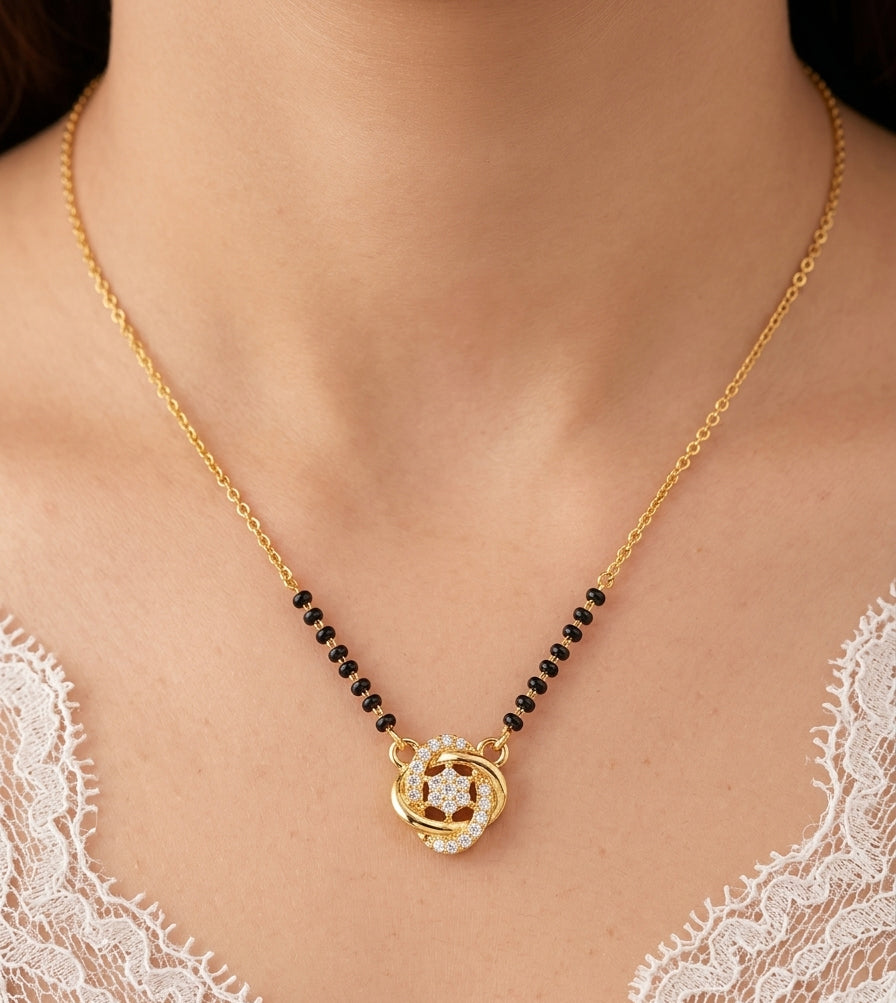 Interlocking Eternal Knot Mangalsutra with Zircon Pavé Accents