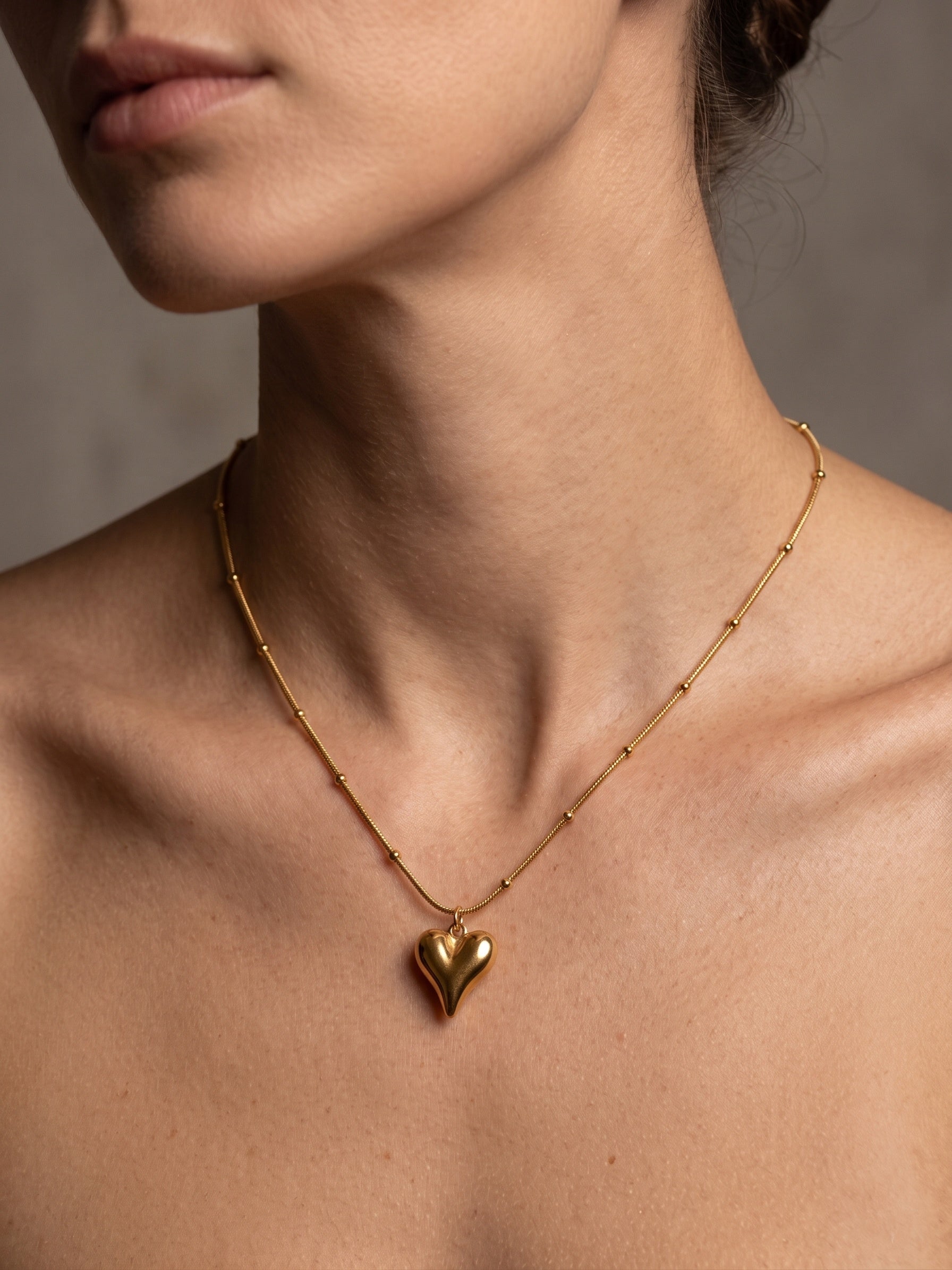 The Lumina Puffed Heart Pendant Necklace