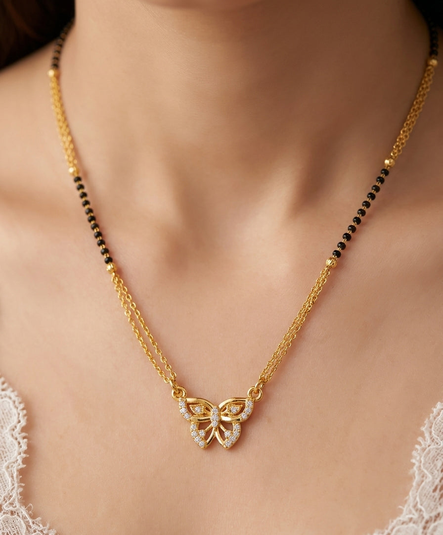 Sparkling Butterfly Pendant Mangalsutra