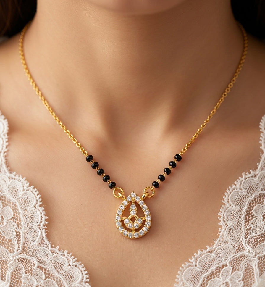 Radiant Floral Arc Diamond Gold Mangalsutra