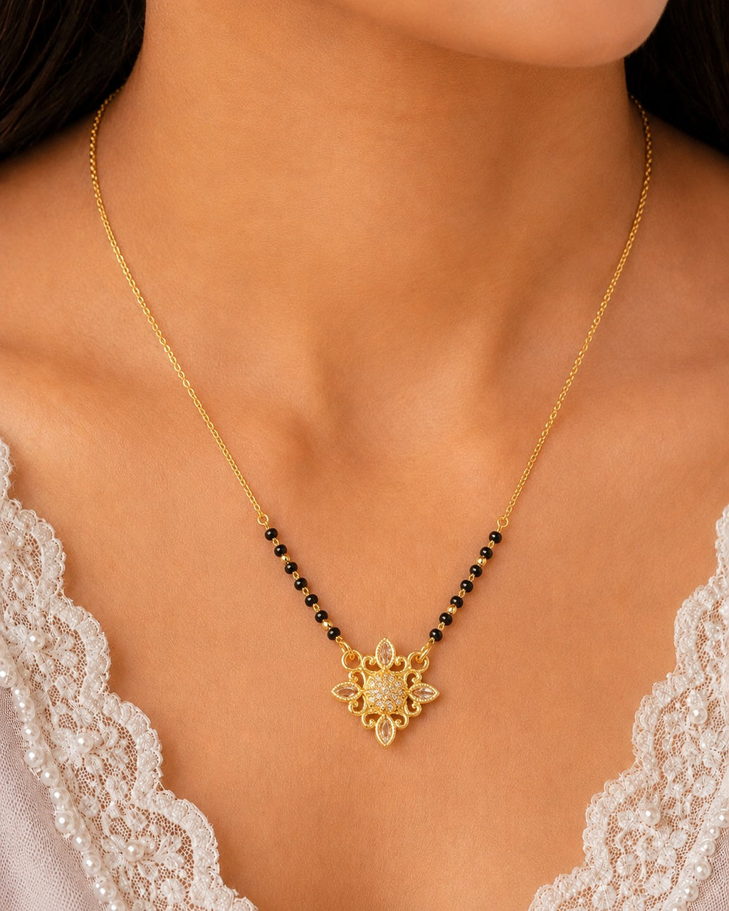 Premium Floral Mangalsutra Necklace