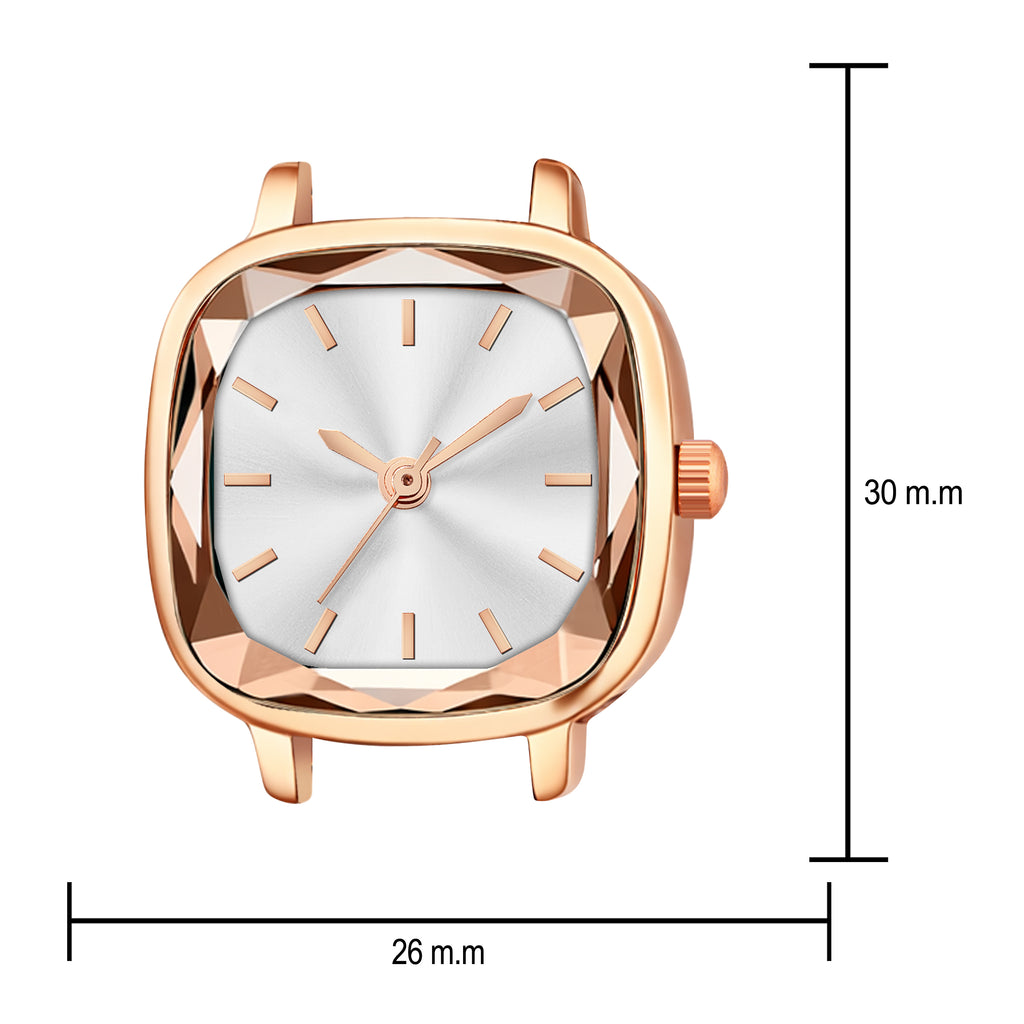 Luxury Rose Gold Square Watch for Women – Premium Diamond-Cut Glass Analog Watch with Silver-White Dial