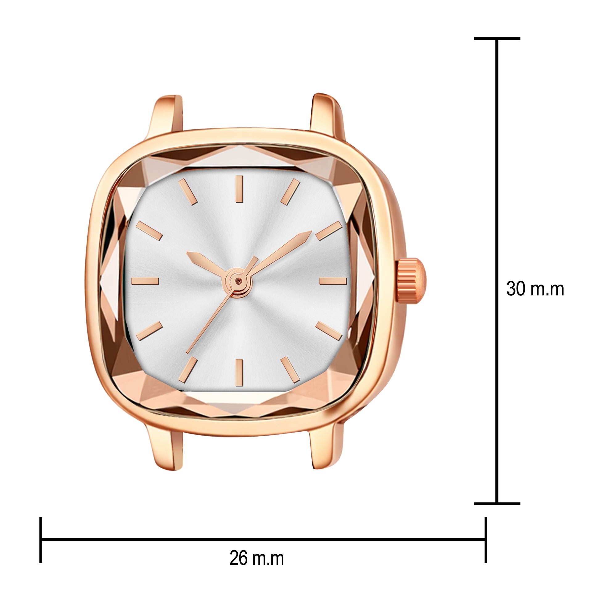 Luxury Rose Gold Square Watch for Women – Premium Diamond-Cut Glass Analog Watch with Silver-White Dial