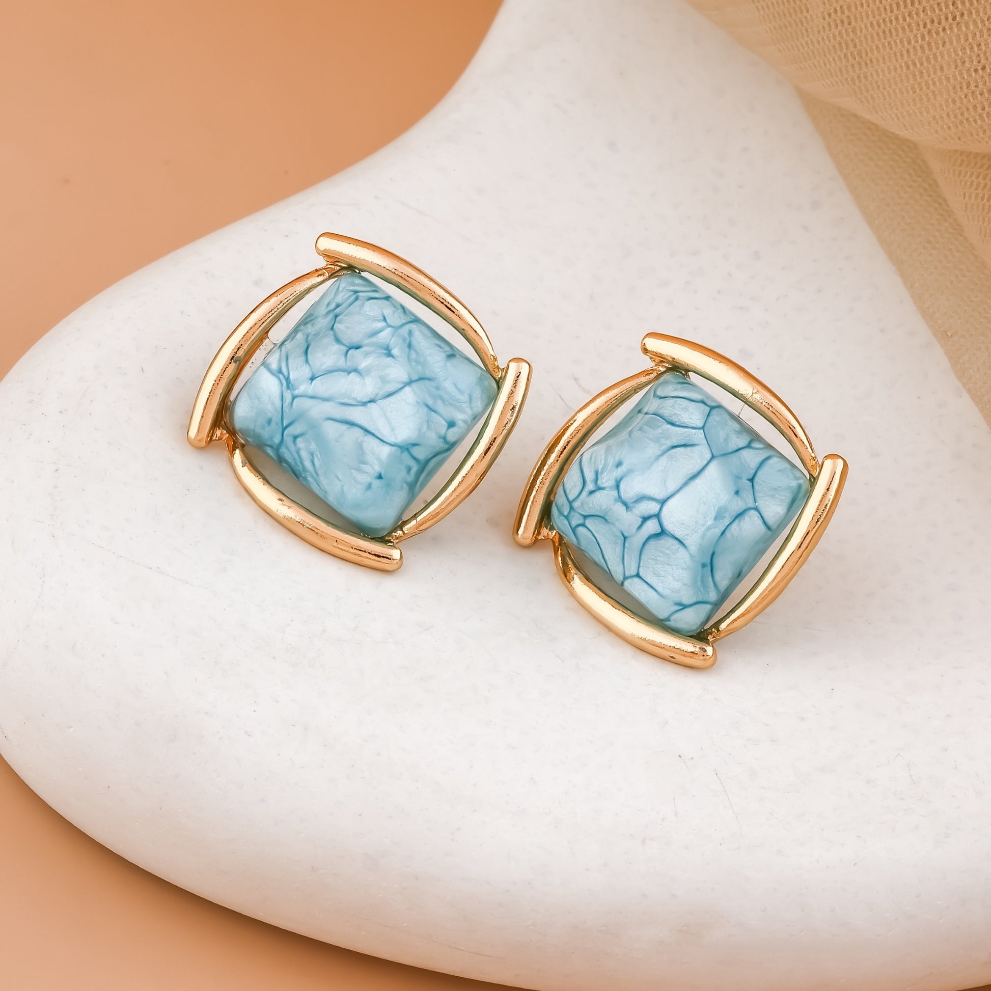 Marble Square Stud Earrings