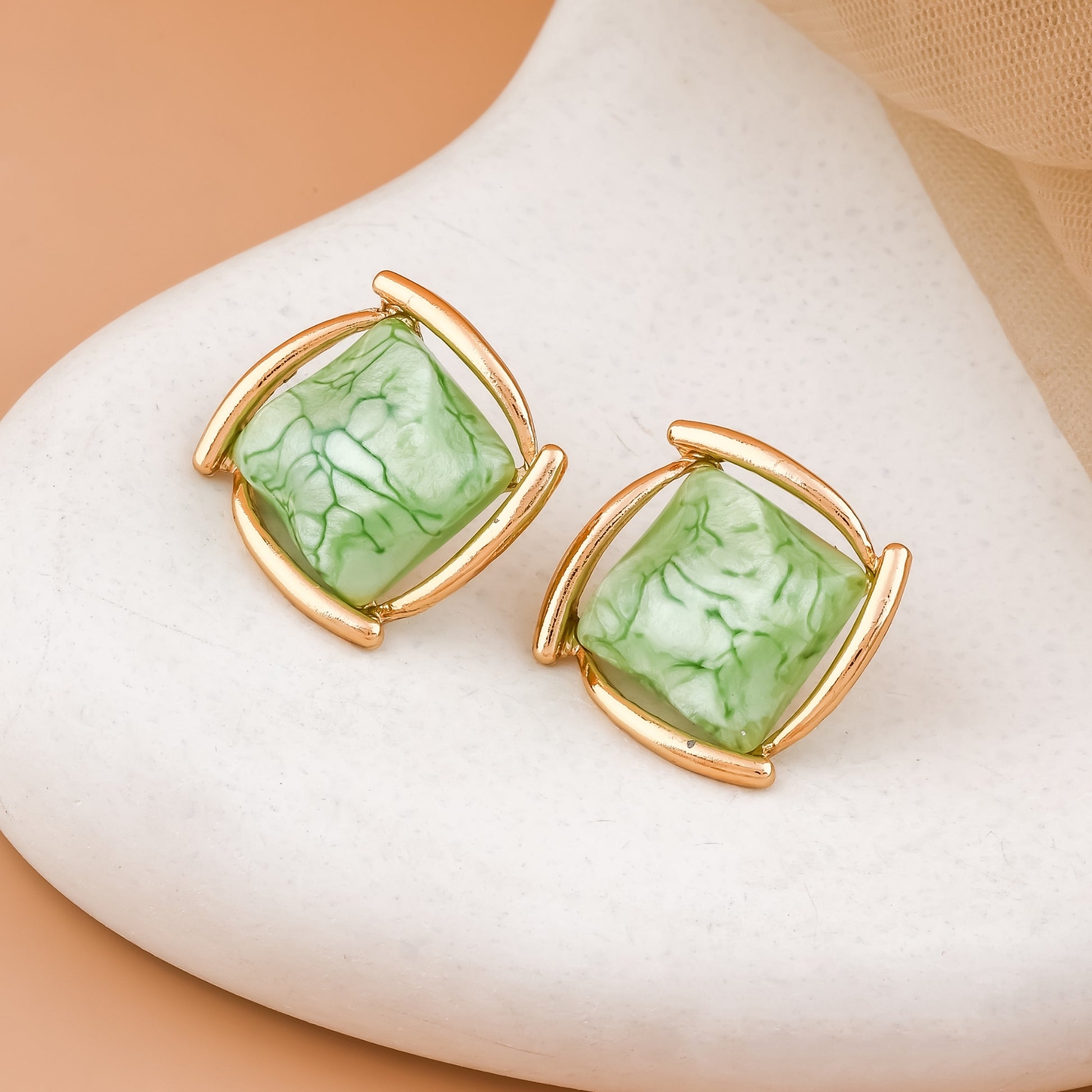 Marble Square Stud Earrings