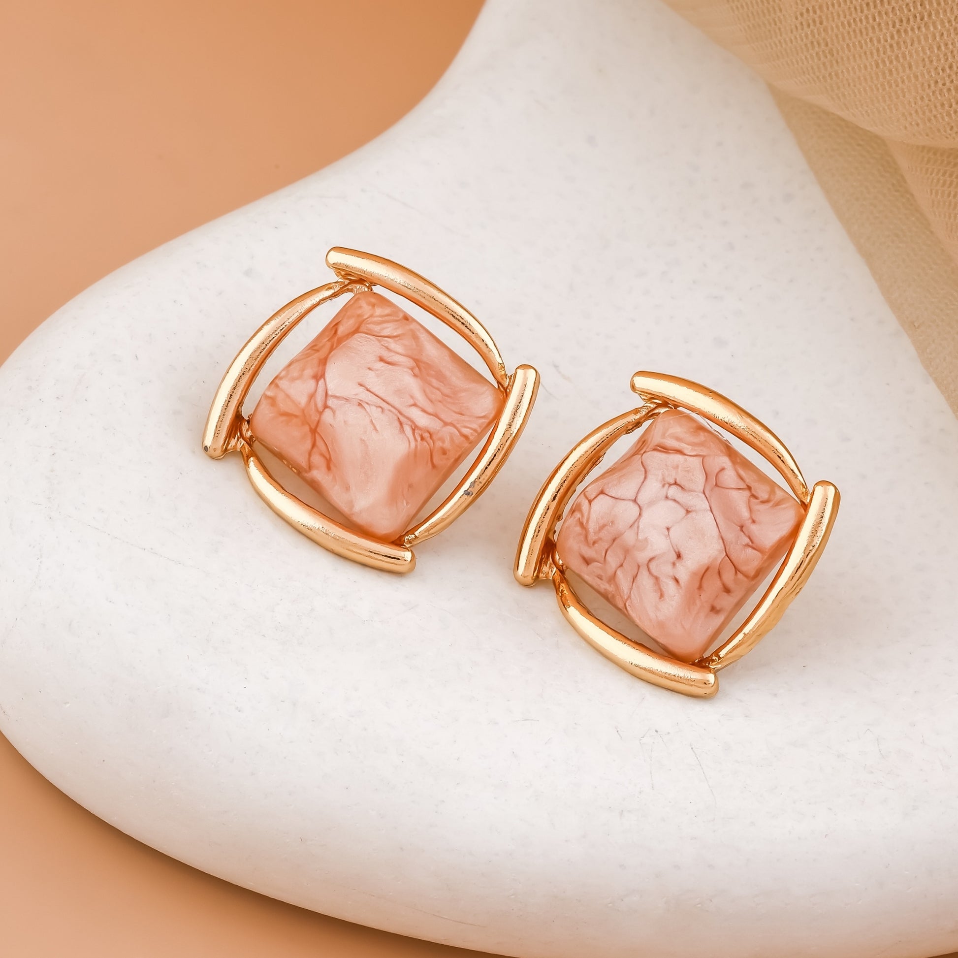 Marble Square Stud Earrings