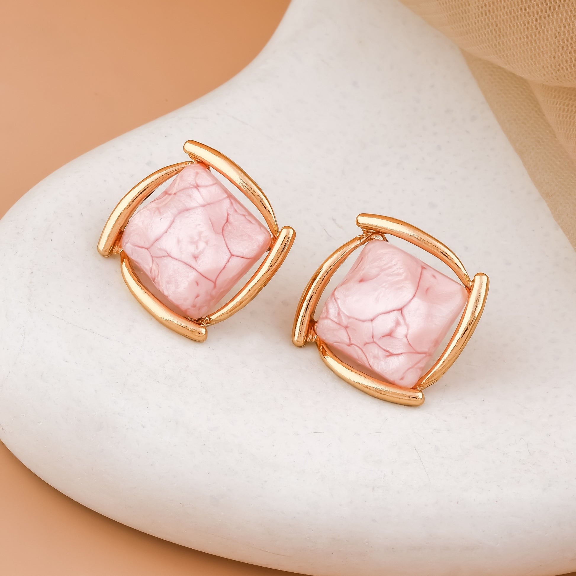Marble Square Stud Earrings