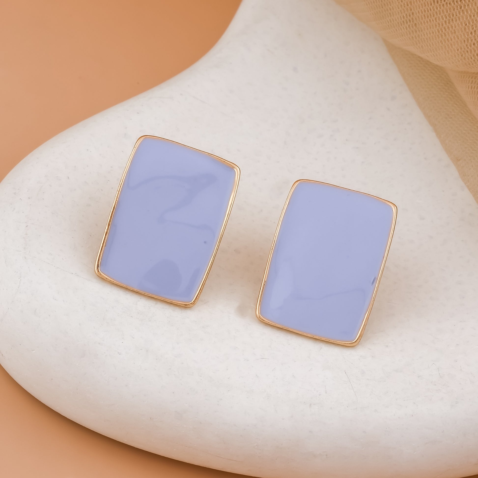 Rectangle Enamel Stud Earrings