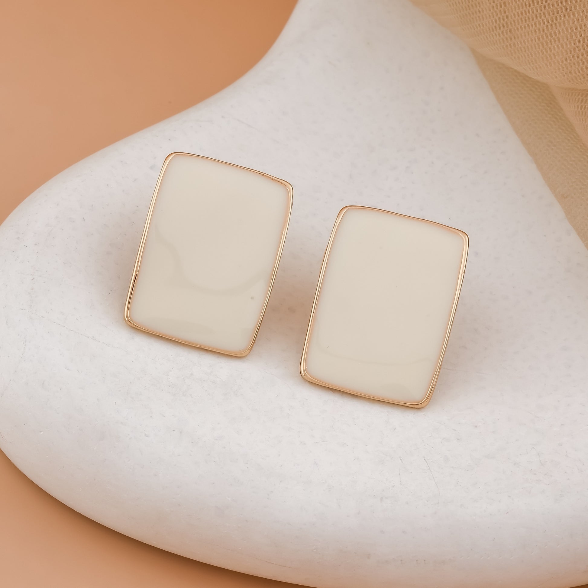 Rectangle Enamel Stud Earrings