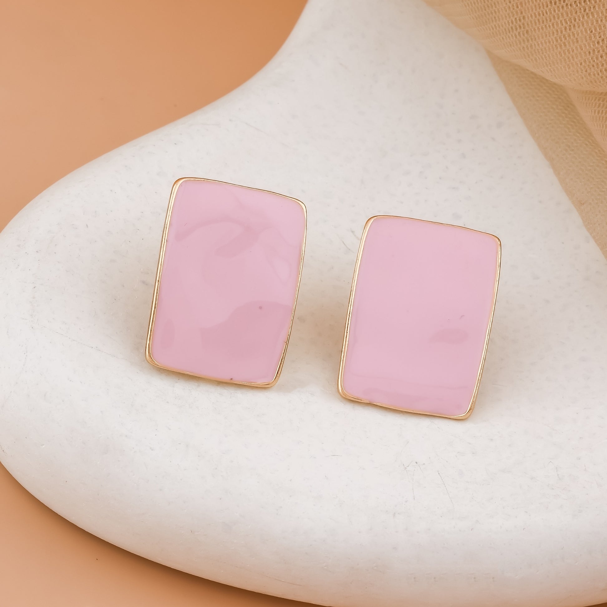 Rectangle Enamel Stud Earrings