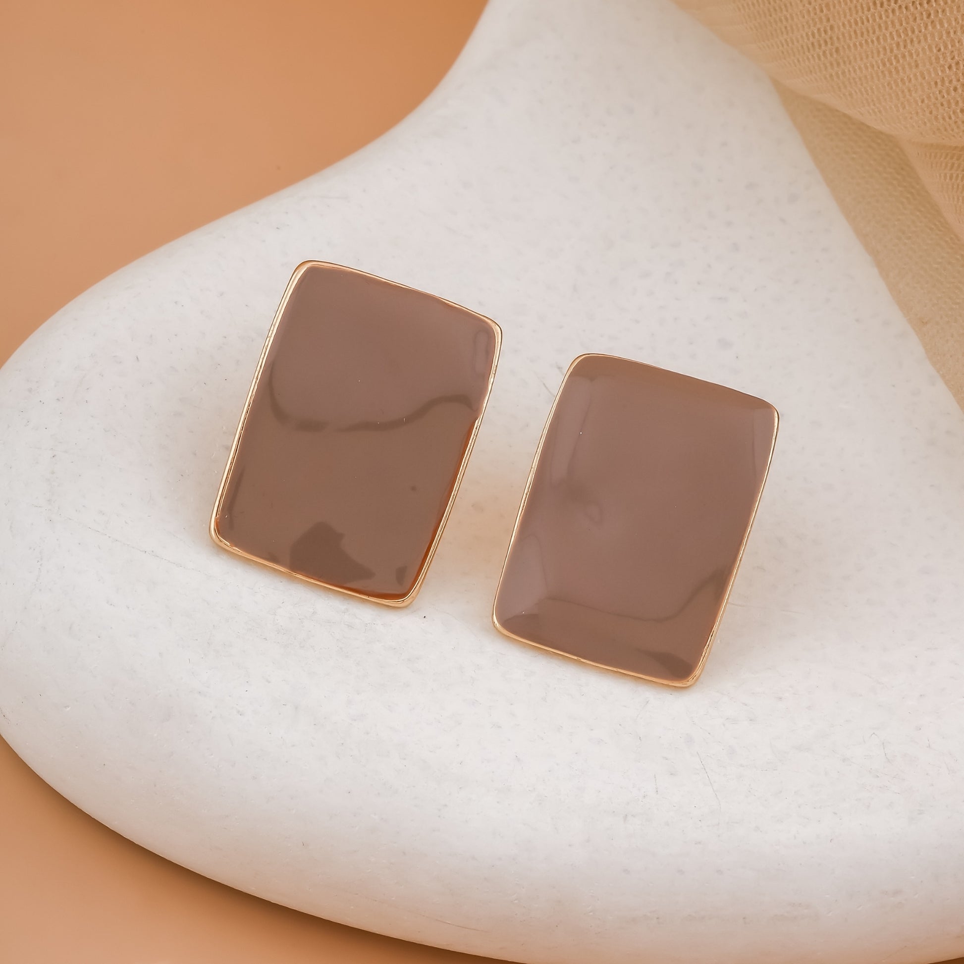 Rectangle Enamel Stud Earrings