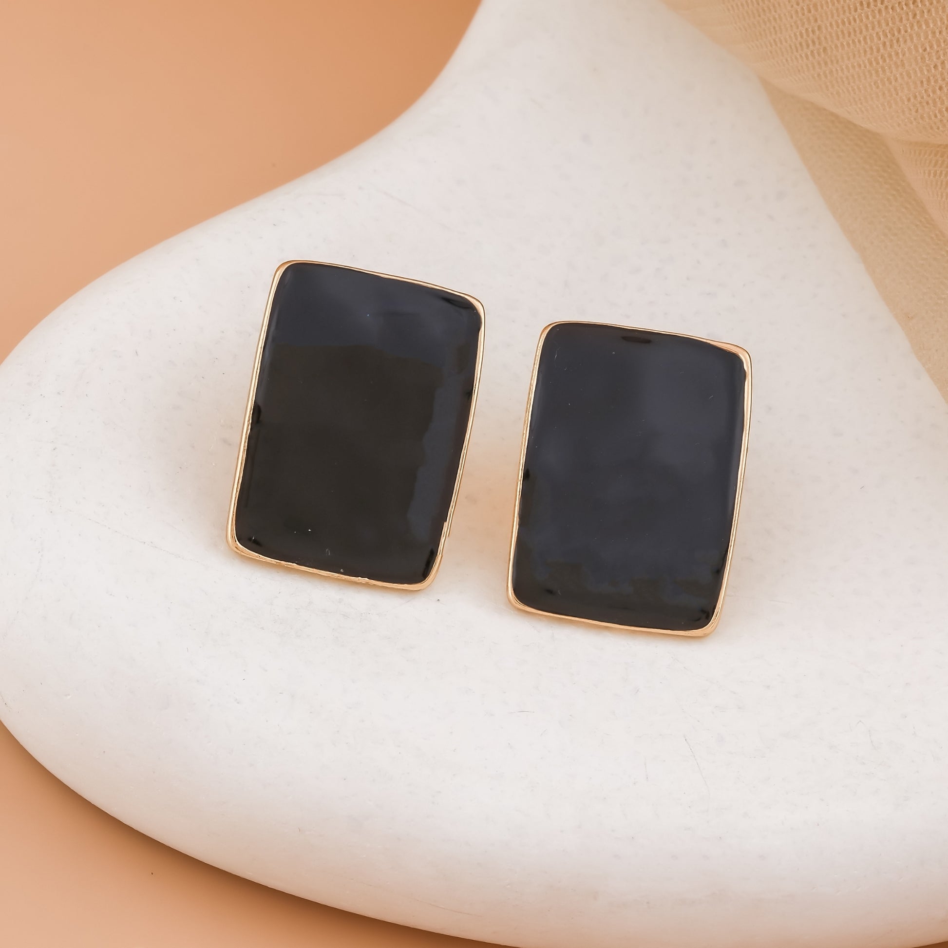 Rectangle Enamel Stud Earrings