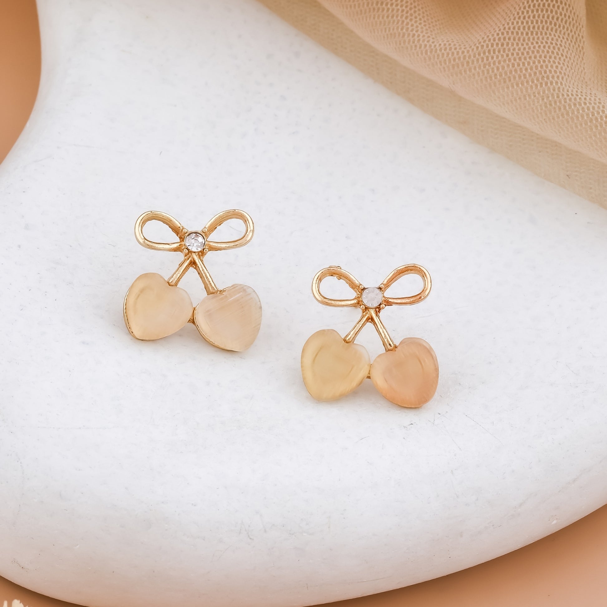 Cute Bow Heart Stud Earrings