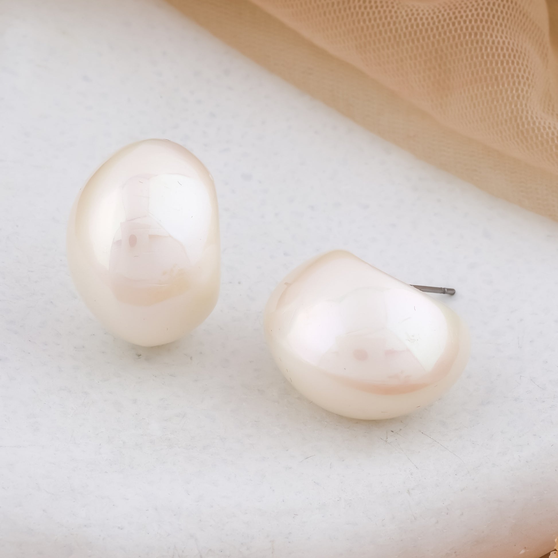 Pearl Dome Stud Earrings