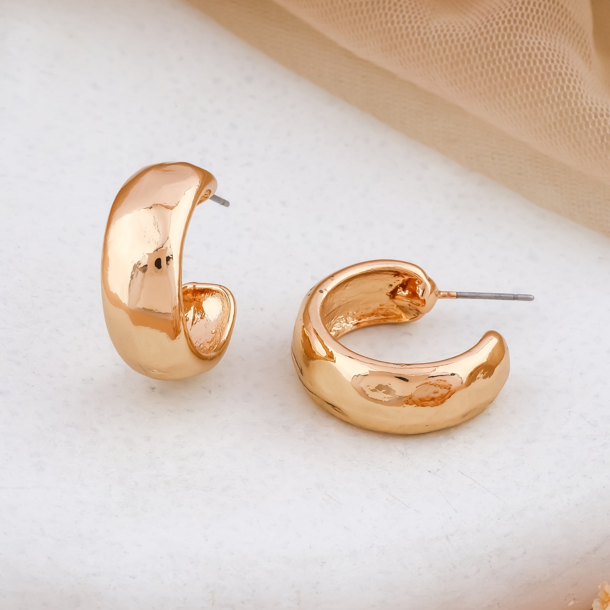 Lumpy Dome Gold Hoop Earrings