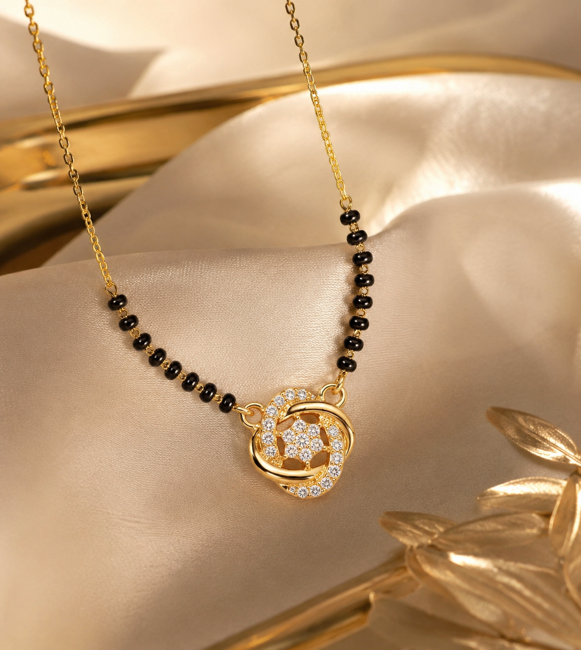 Interlocking Eternal Knot Mangalsutra with Zircon Pavé Accents