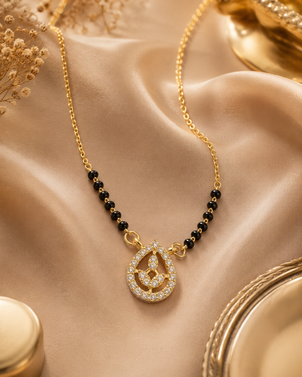 Radiant Floral Arc Diamond Gold Mangalsutra