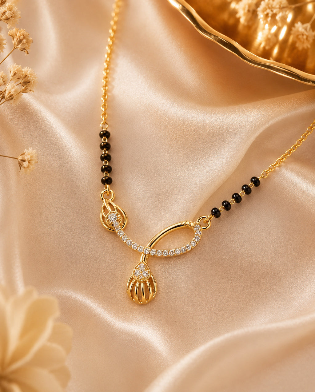 Modern Crown-Style Floral Mangalsutra