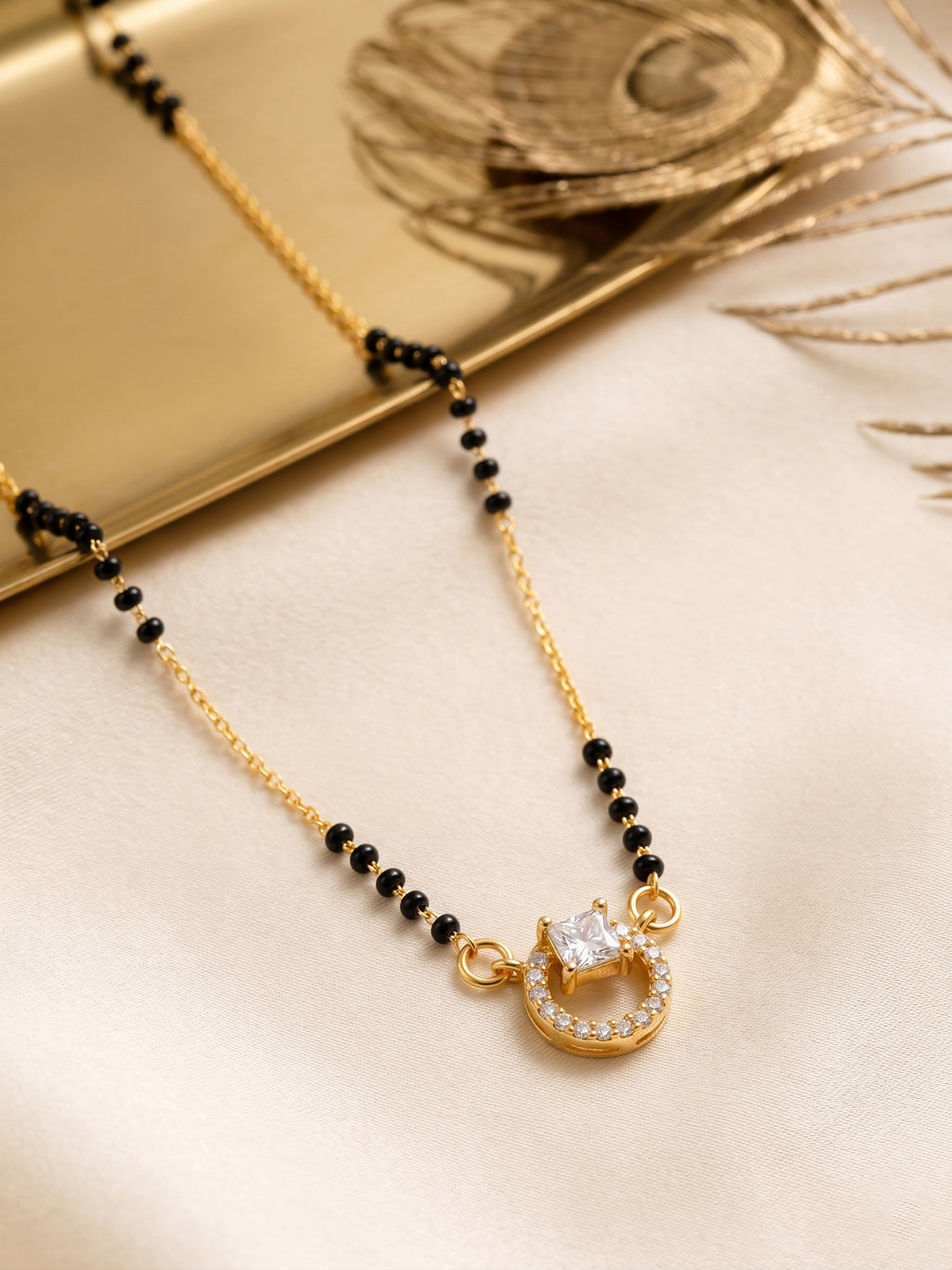 Diamond Style Circular Gold Plated Mangalsutra Necklace