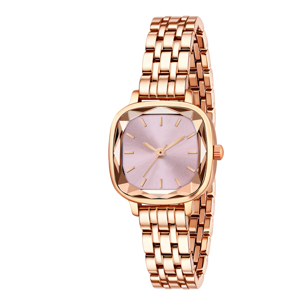 Elegant Rose Gold Square Metallic Watch for Women – Classic Minimalist Analog Bracelet Watch