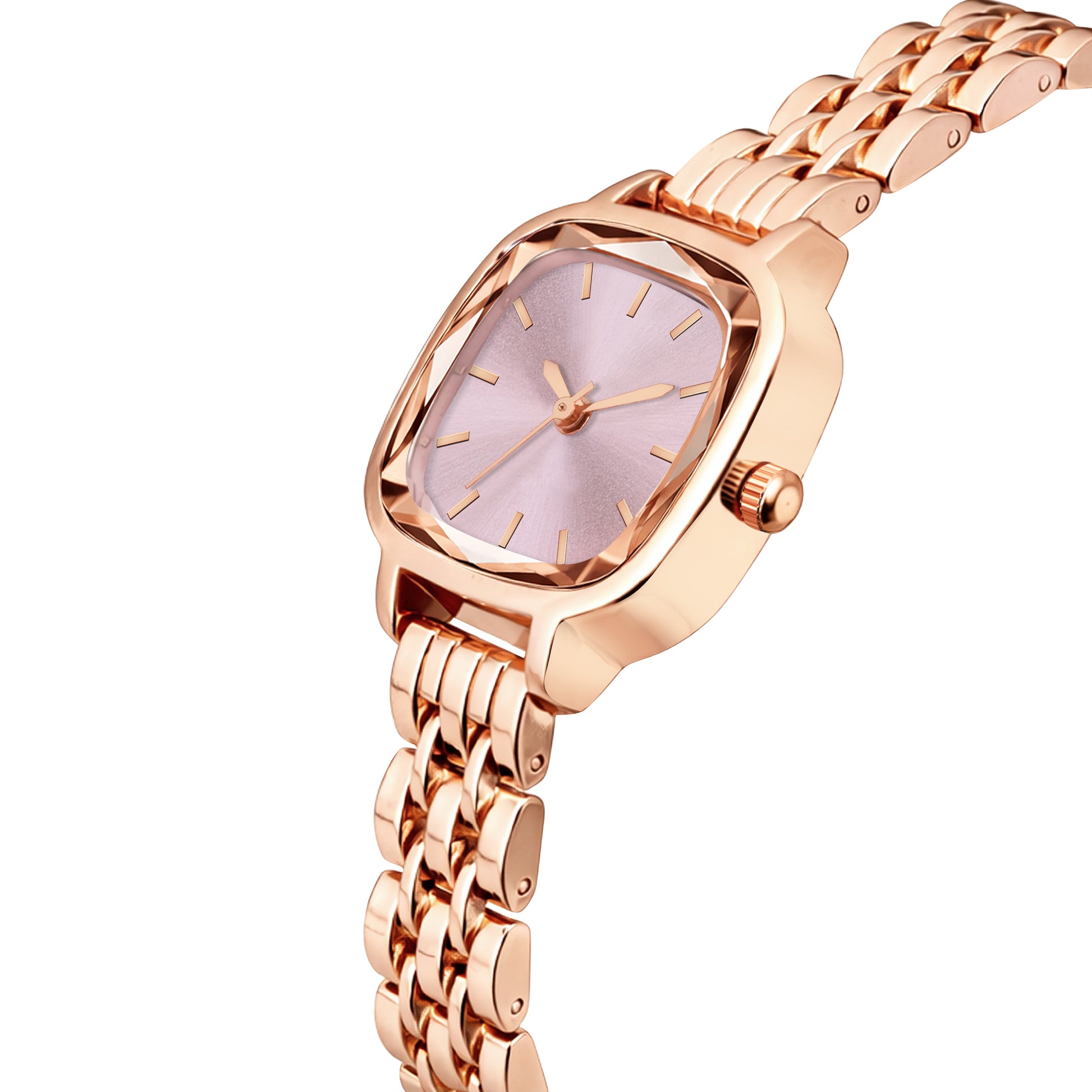 Elegant Rose Gold Square Metallic Watch for Women – Classic Minimalist Analog Bracelet Watch