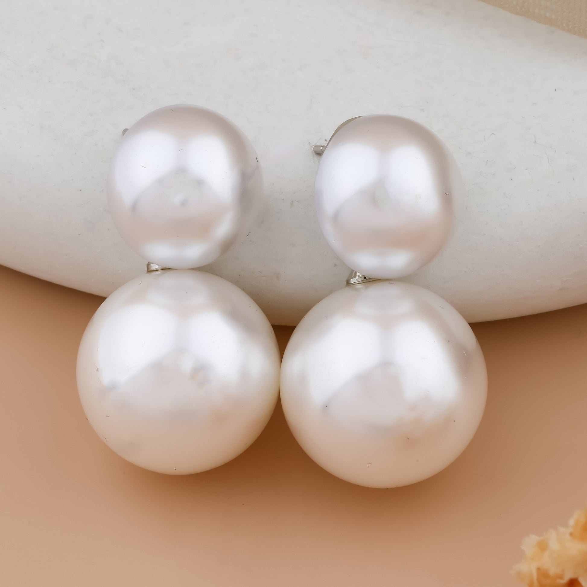 Double Pearl Stud Earrings