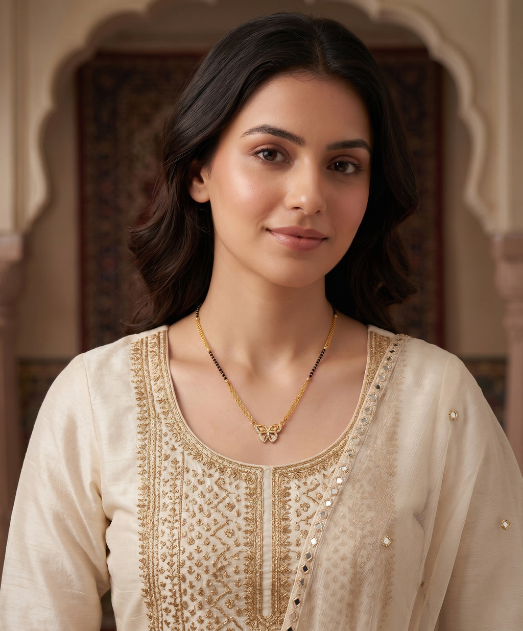 Sparkling Butterfly Pendant Mangalsutra
