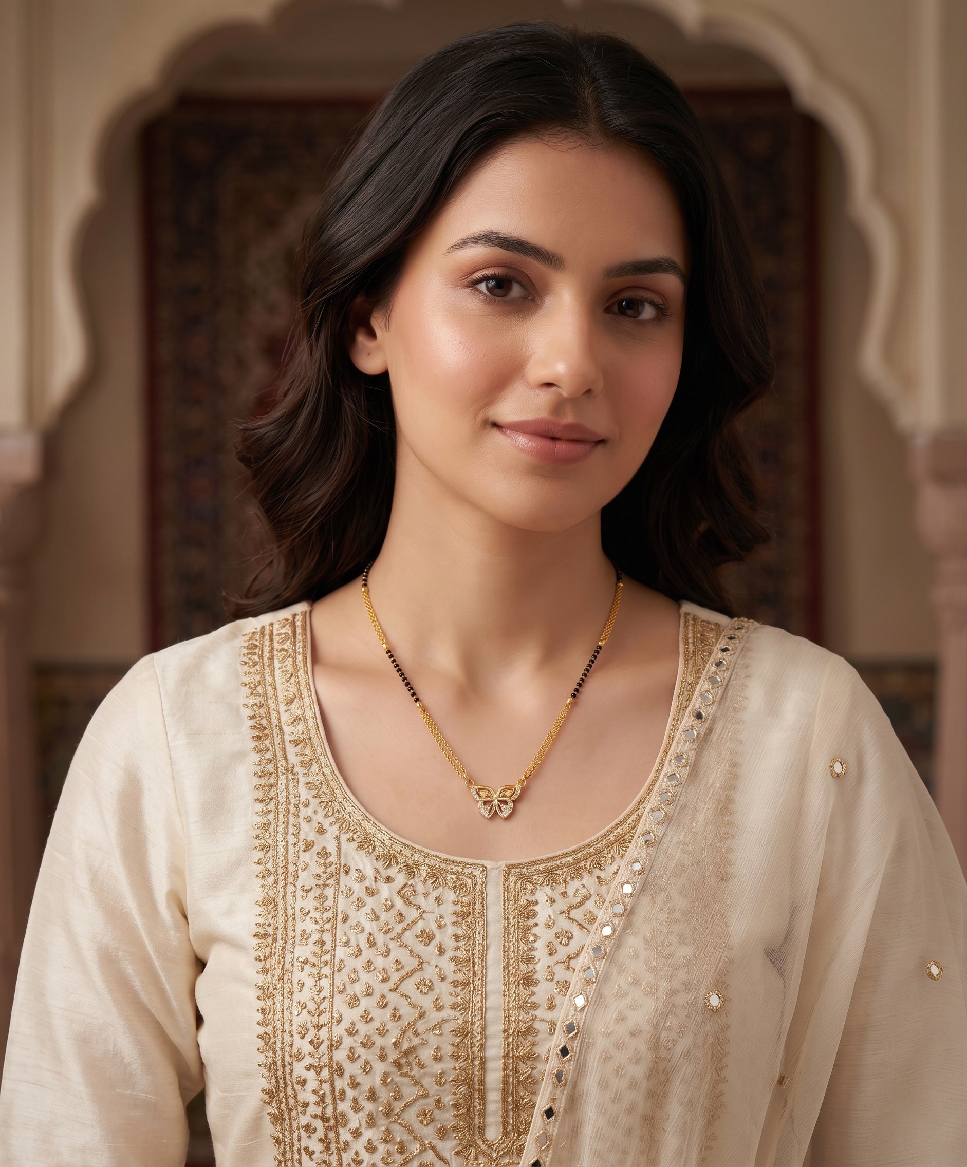 Sparkling Butterfly Pendant Mangalsutra