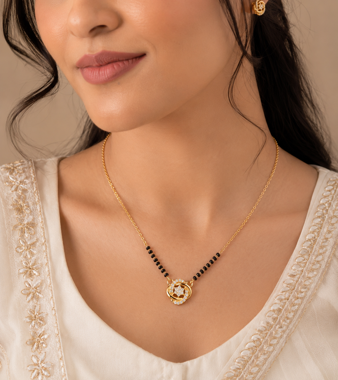 Interlocking Eternal Knot Mangalsutra with Zircon Pavé Accents